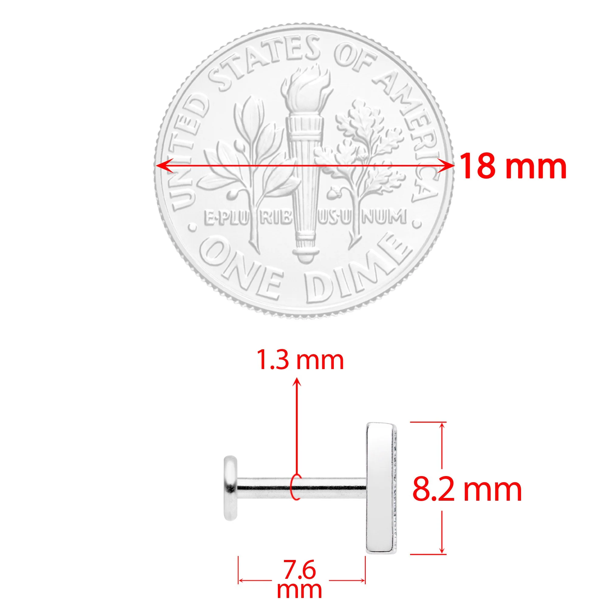 16G 5/16 Clear Black CZ Bar Internally Threaded Labret Set of 3 - Image 3