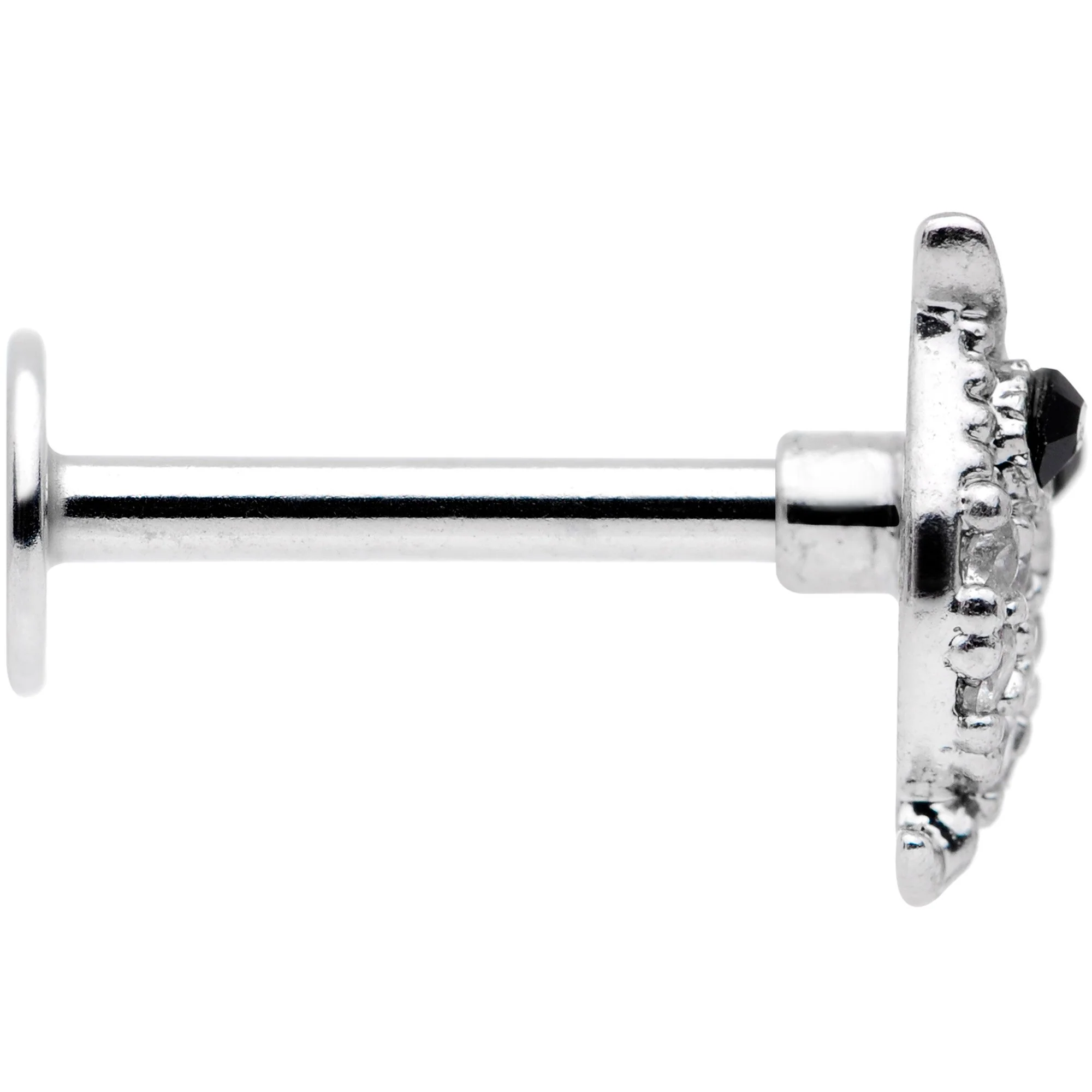16G 5/16 Clear Black CZ Gem Round Owl Labret Monroe Tragus - Image 3
