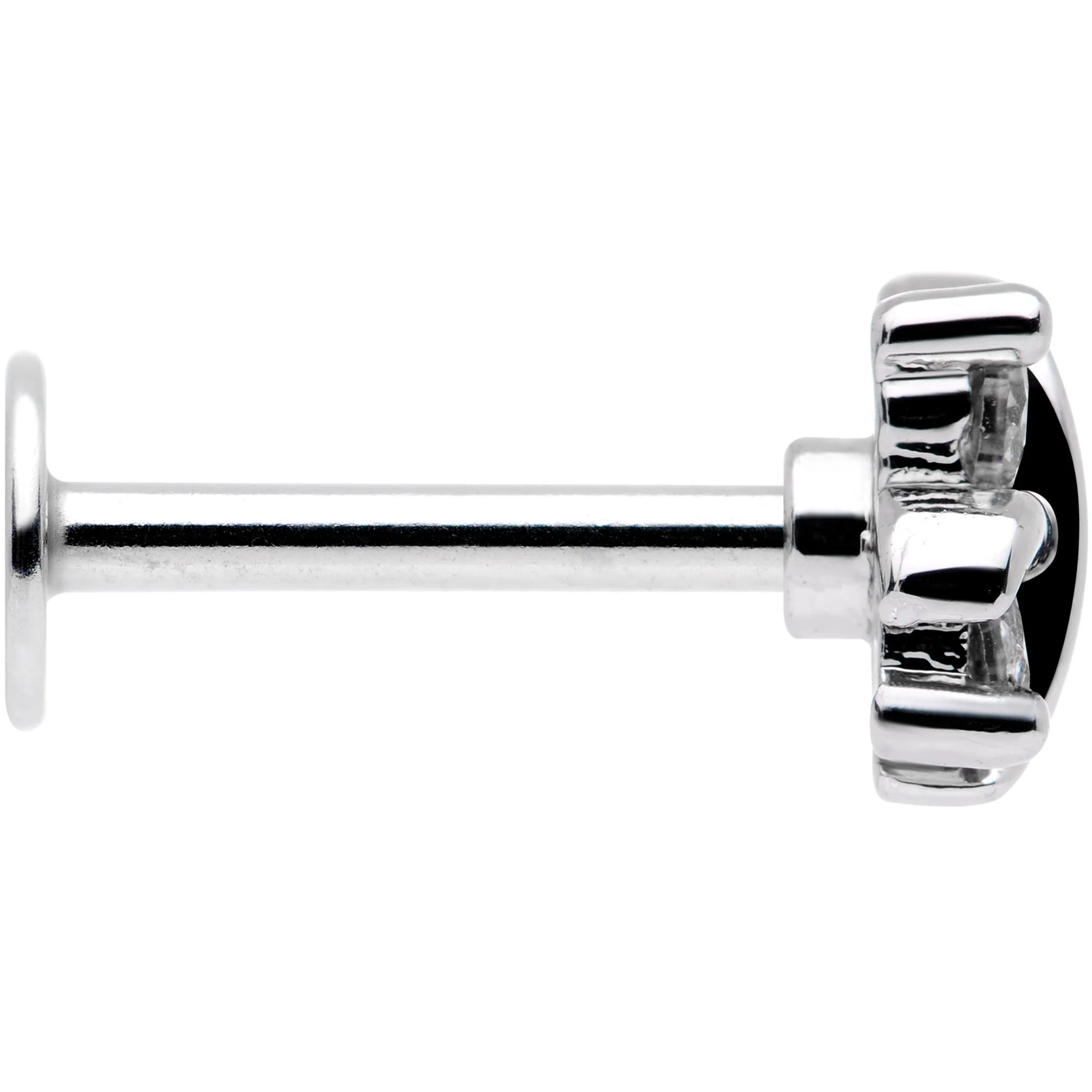 16G 5/16 Clear CZ Gem Stylized Square Labret Monroe Tragus - Image 3