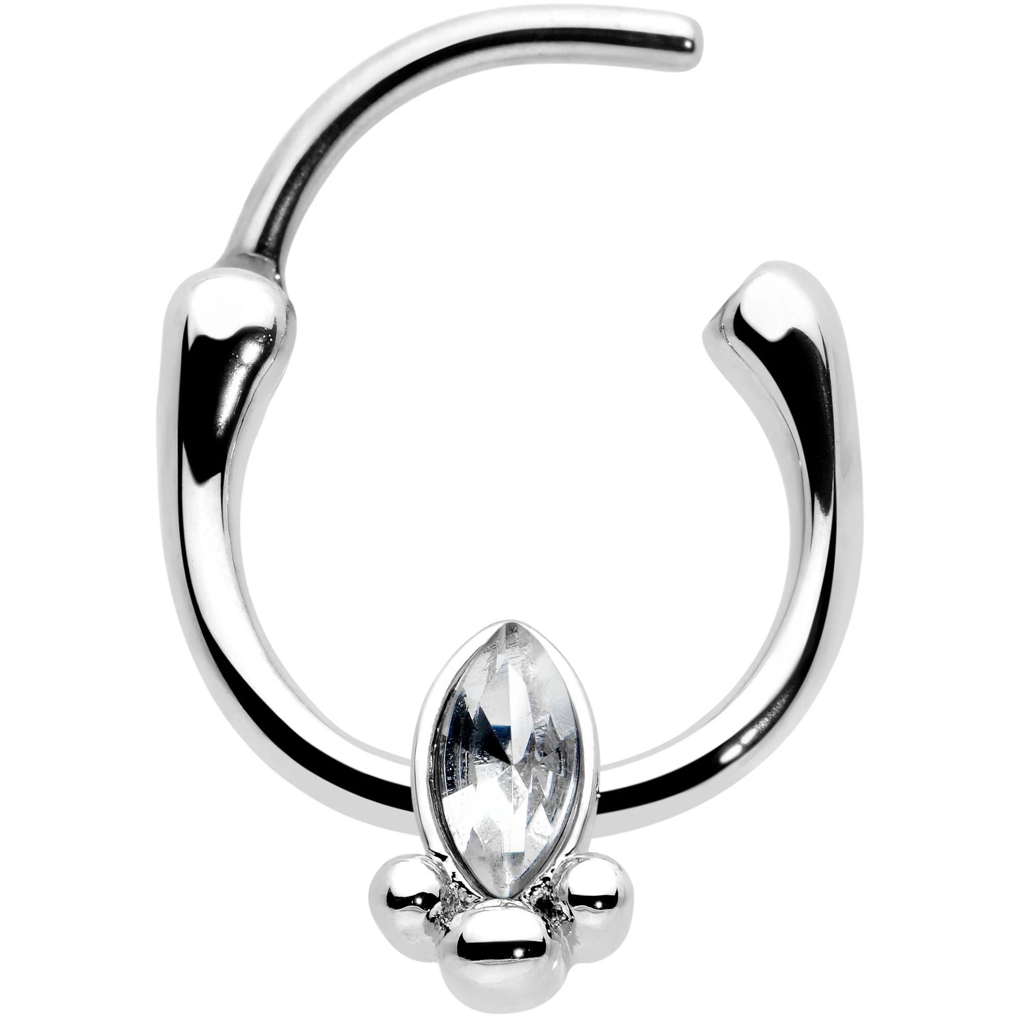 16G 5/16 Clear Gem Deco Oval Cartilage Clicker - Image 2