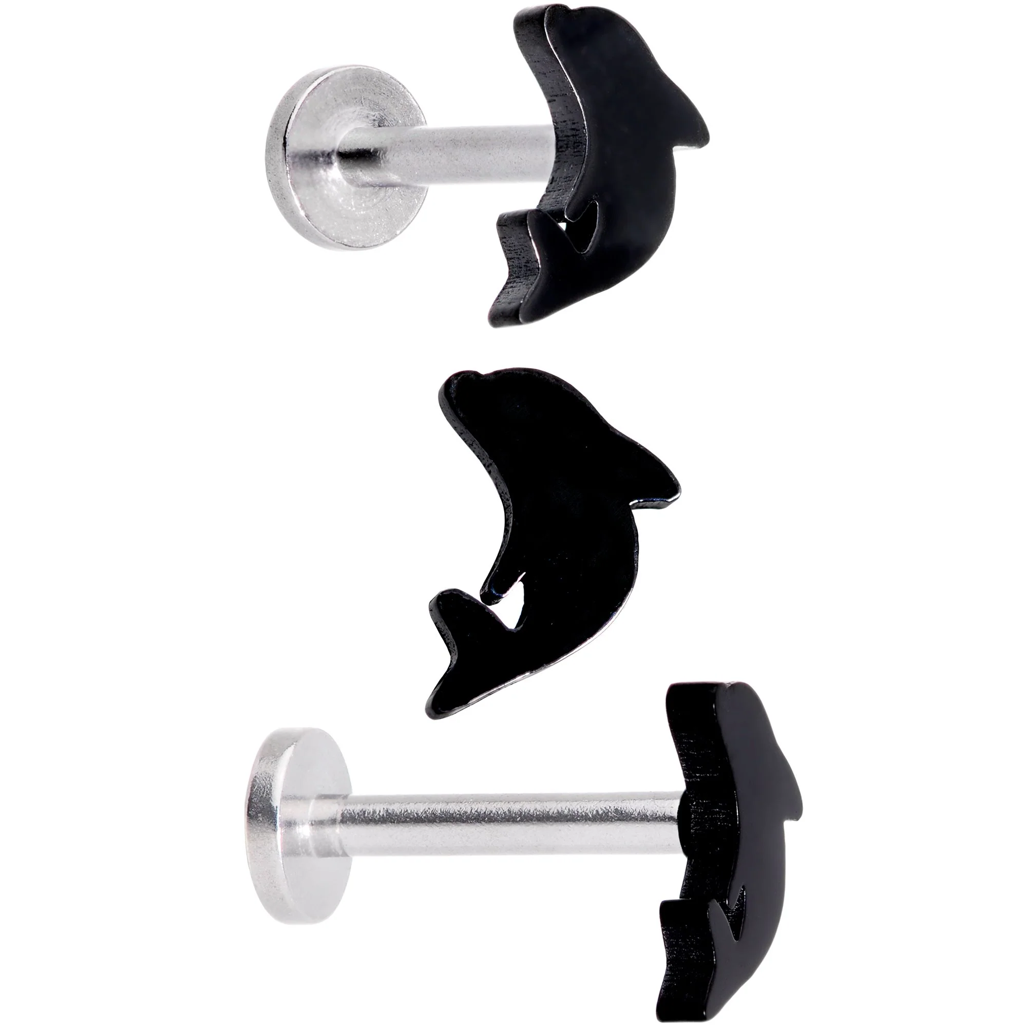 16G 5/16 Leaping Dolphins Labret Monroe Tragus Set of 4 - Image 3