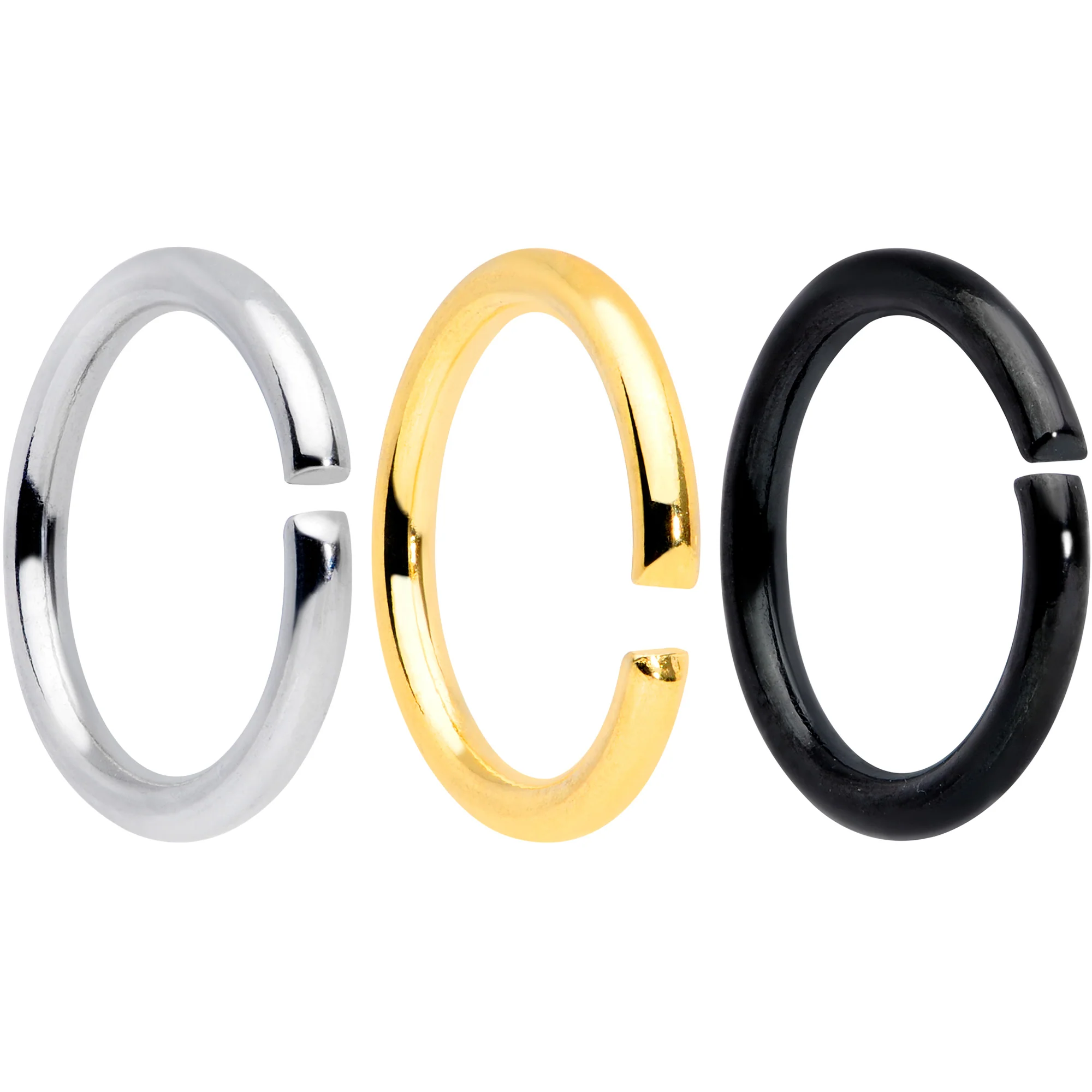 16G 5/16 Steel Black Gold Tone Seamless Cartilage Ring Set of 12 - Image 2