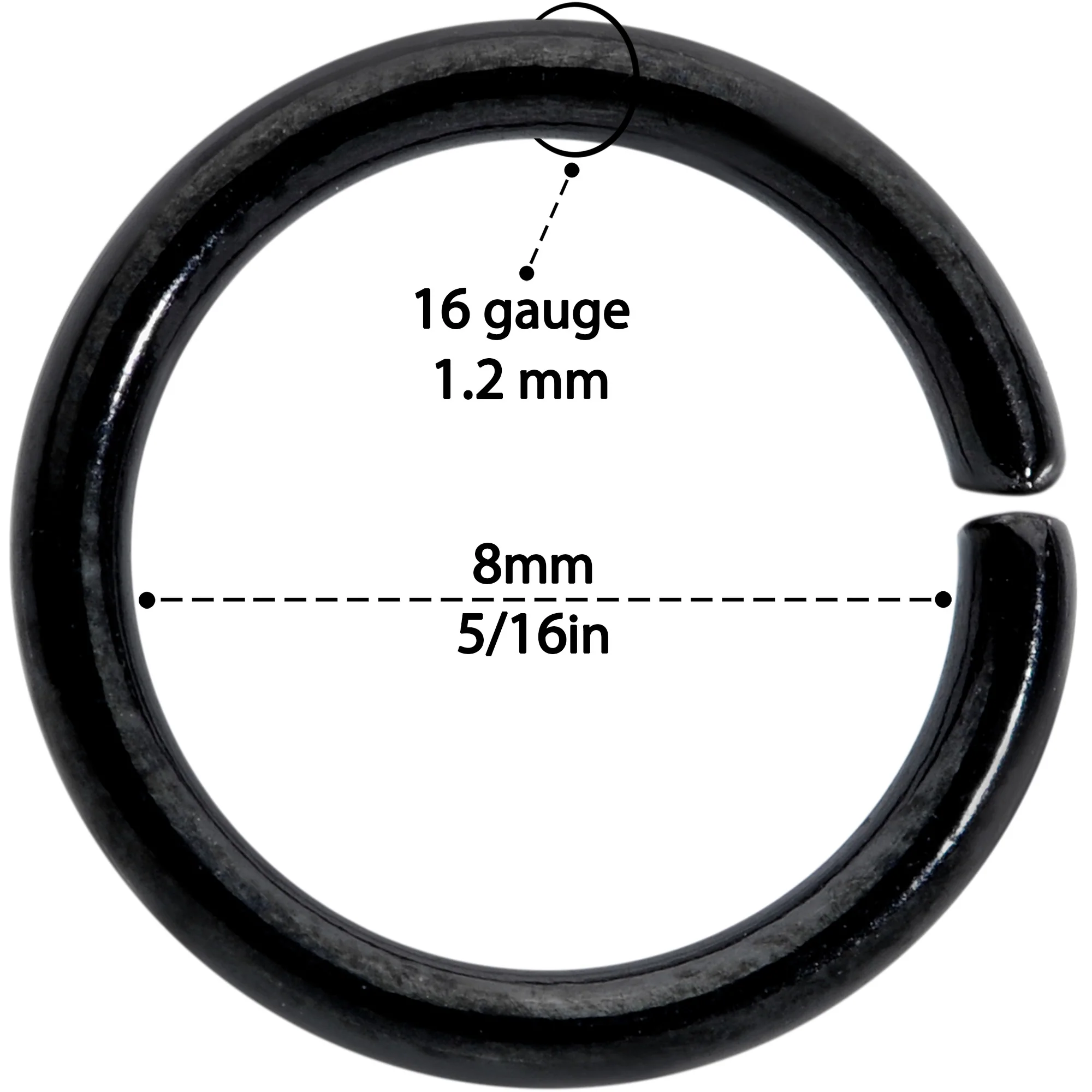 16G 5/16 Steel Black Gold Tone Seamless Cartilage Ring Set of 12 - Image 4