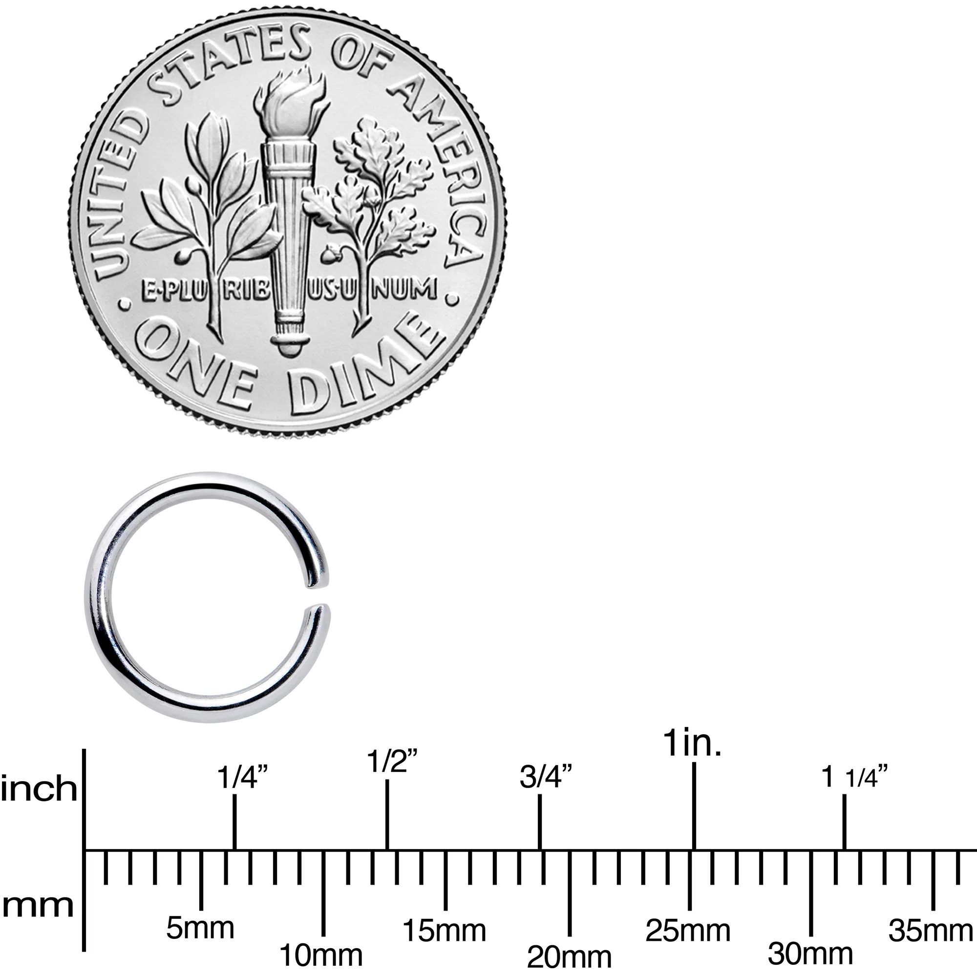 16G 5/16 Steel Gold Tone Seamless Cartilage Ring Set of 12 - Image 3