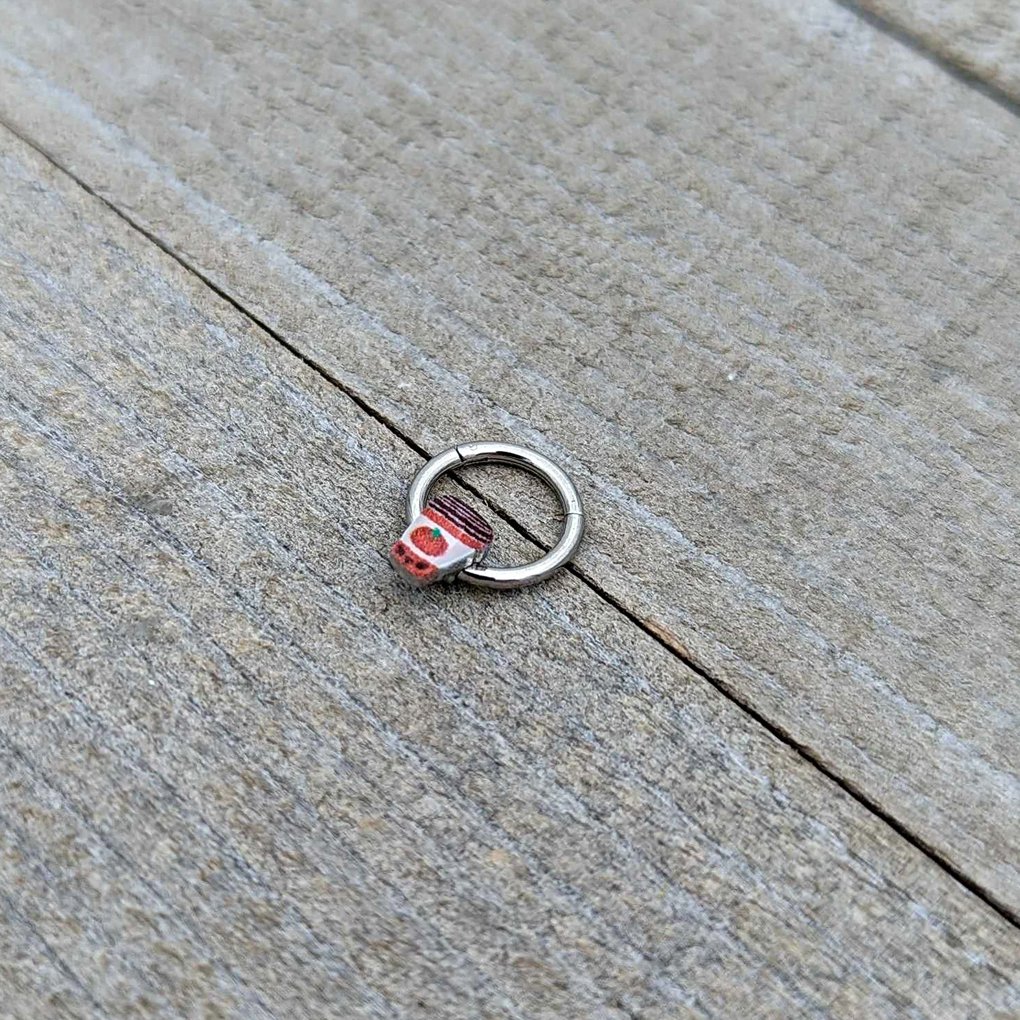 16G 5/16 Sweet Pumpkin Latte Autumn Hinged Segment Ring - Image 7