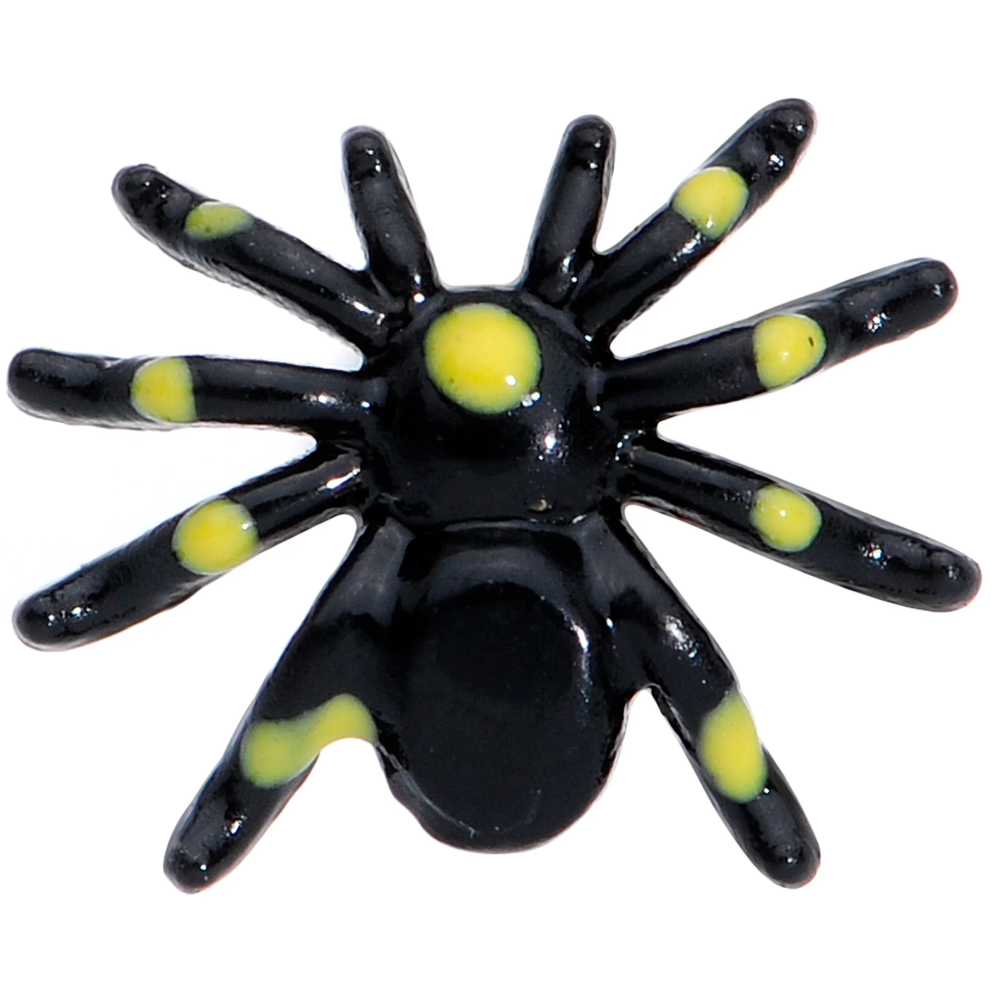 16G 5/16 Black Yellow Spooky Spider Halloween Labret Monroe Tragus - Image 2