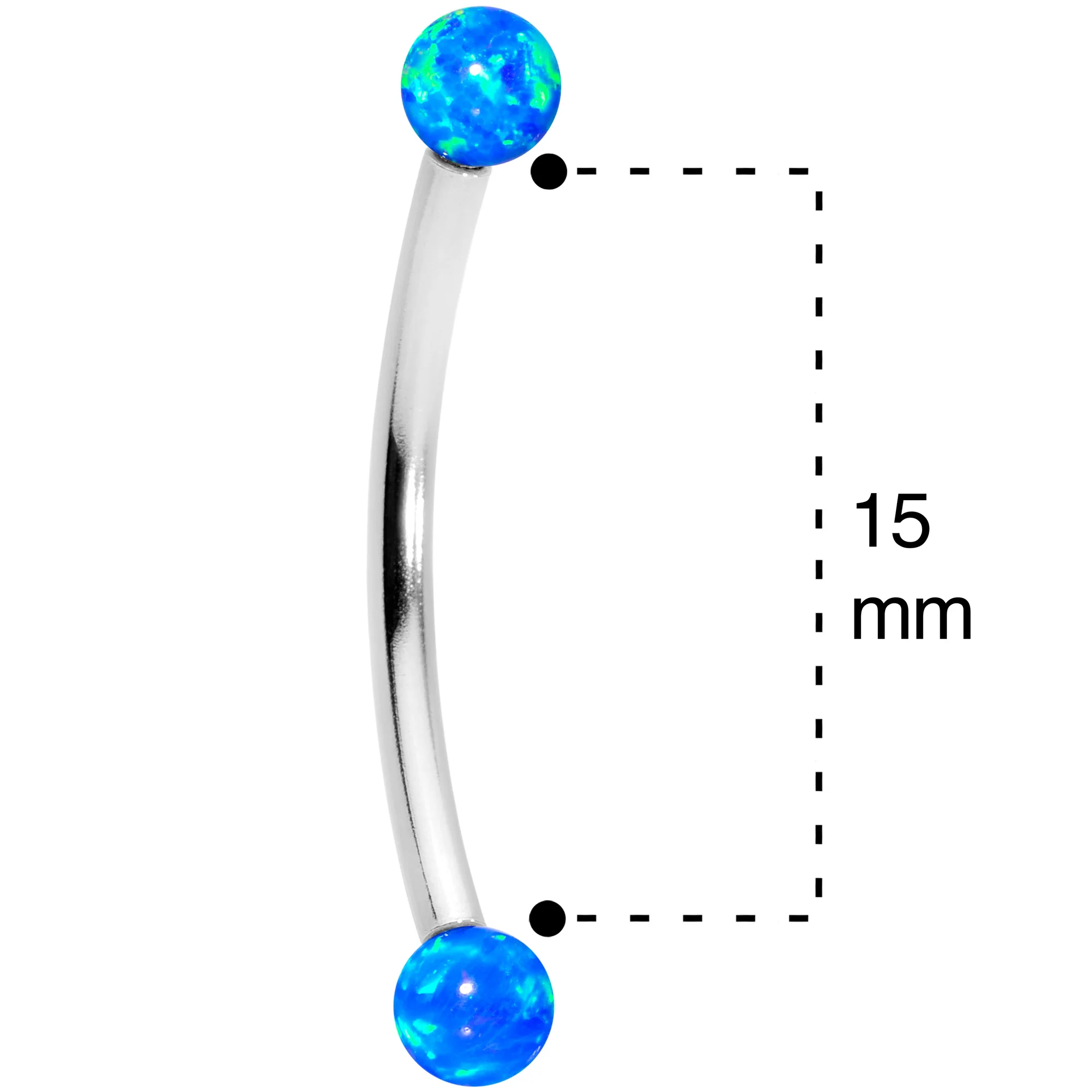16G 9/16 3mm Blue Synthetic Opal Curved Barbell - Image 6