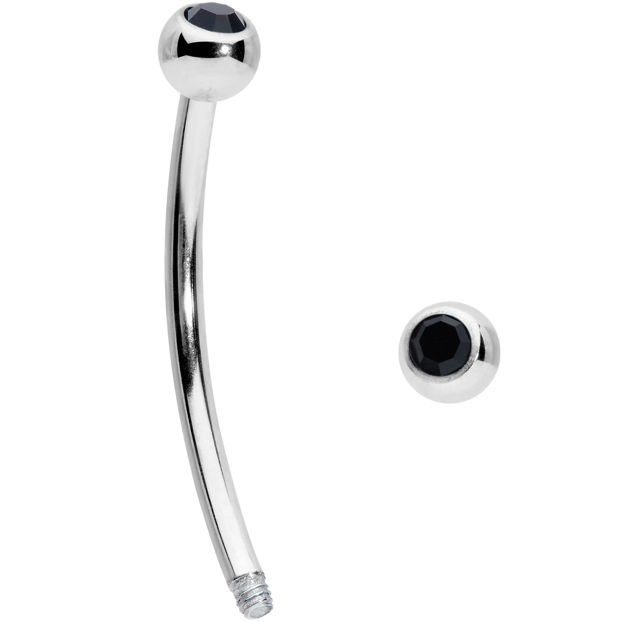 16G 9/16 Black Gem Ball End Curved Barbell - Image 2