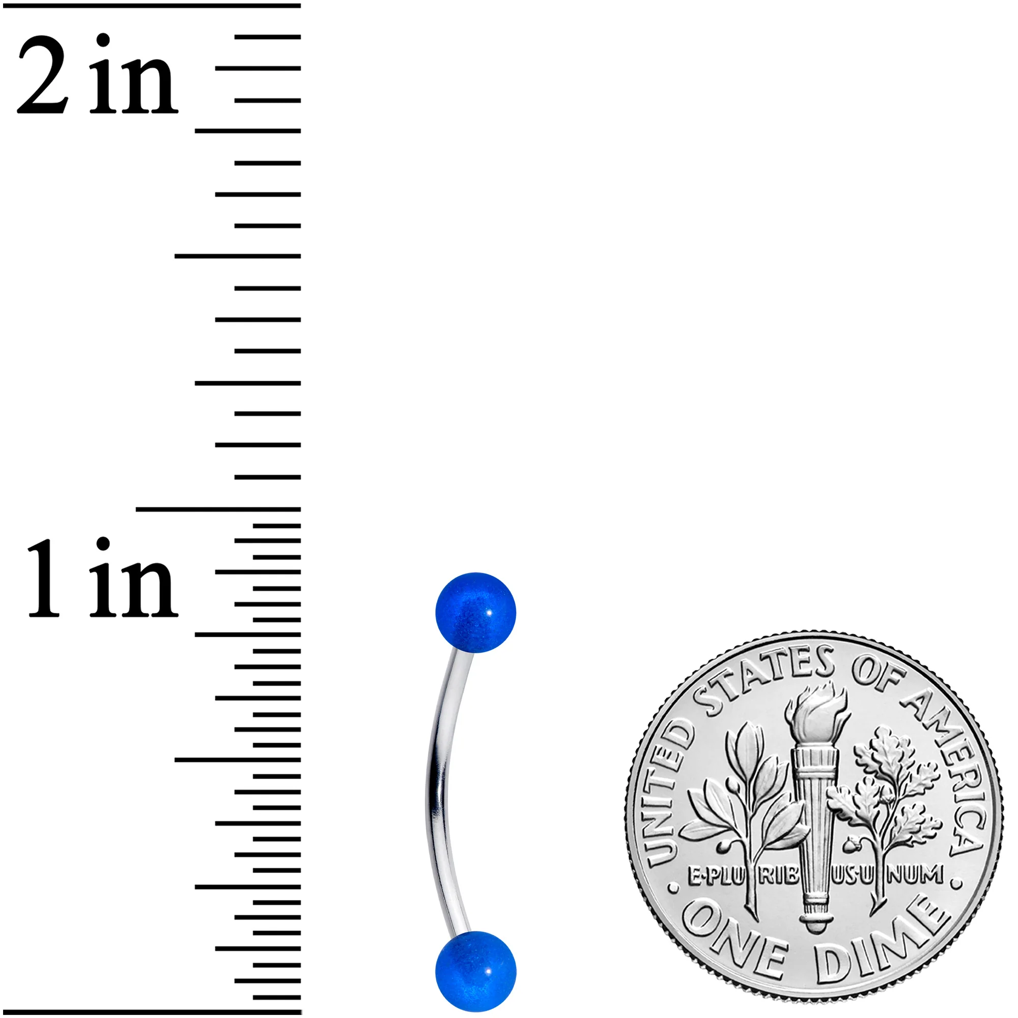 16G 9/16 Blue Glow in the Dark Ball End Curved Barbell - Image 3