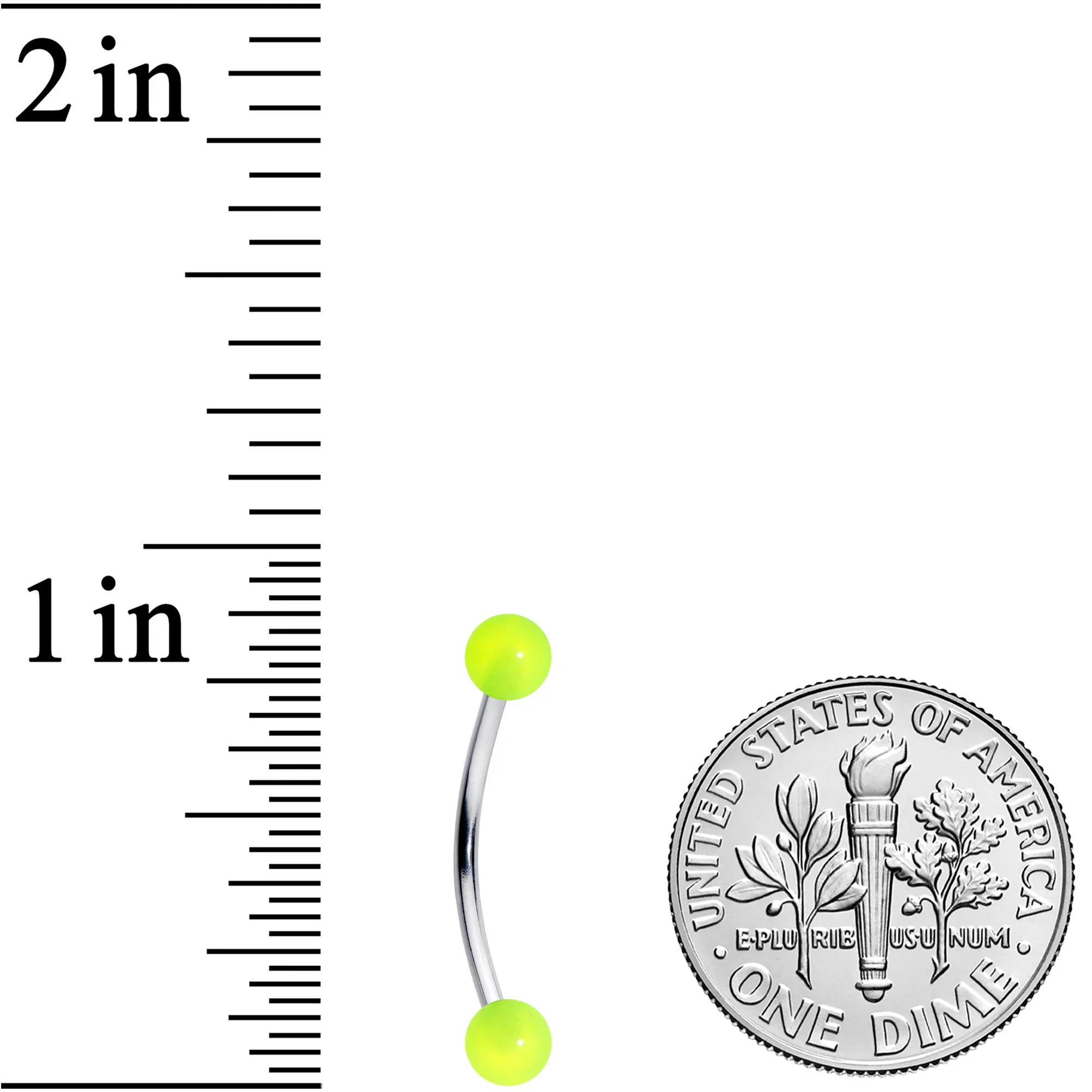 16G 9/16 Green Glow in the Dark Ball End Curved Barbell - Image 3