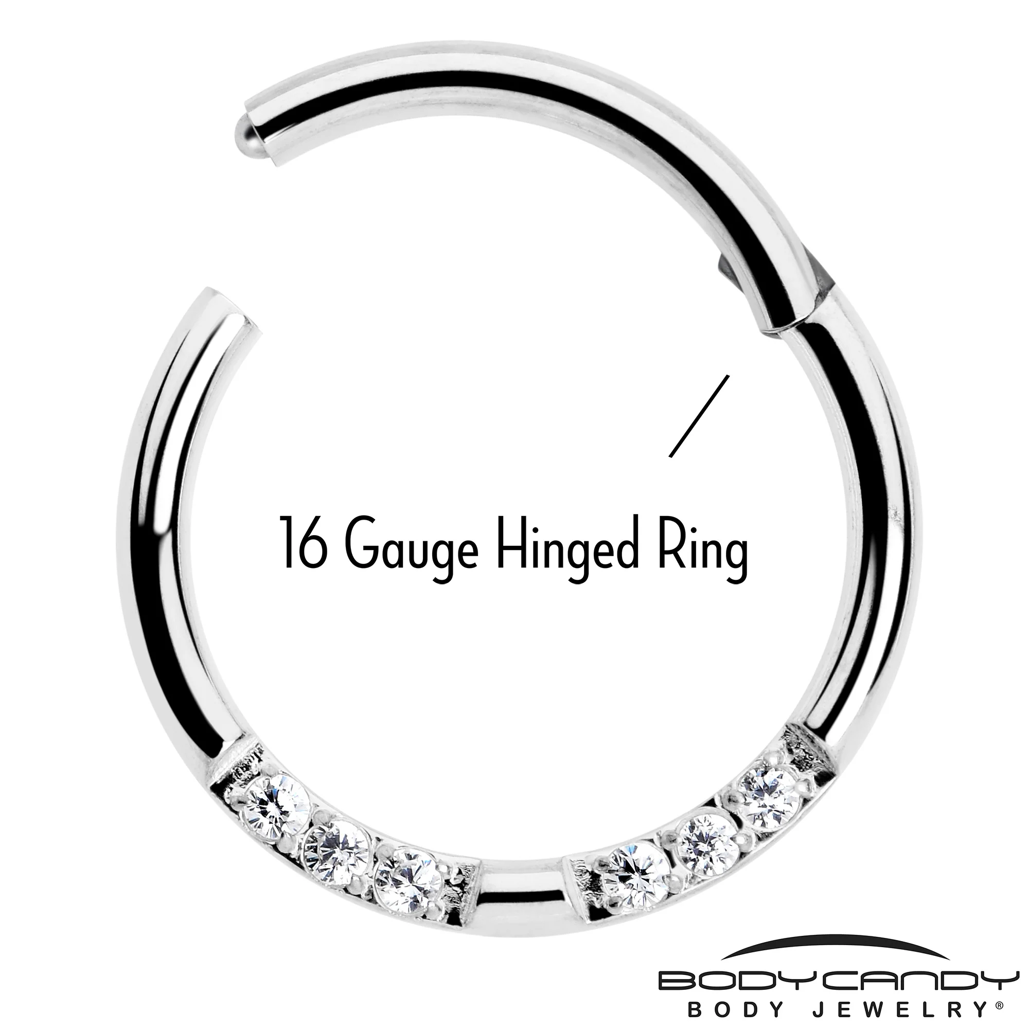 16G 5/16 CZ Gem Forward Facing Hinged Segment Ring - Image 4