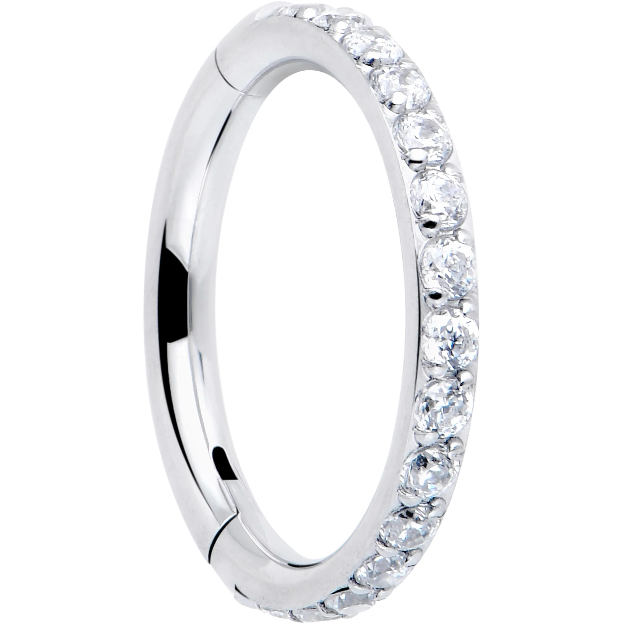 16G Clear Cubic Zirconia Forward Facing Hinged Segment Ring - Image 2
