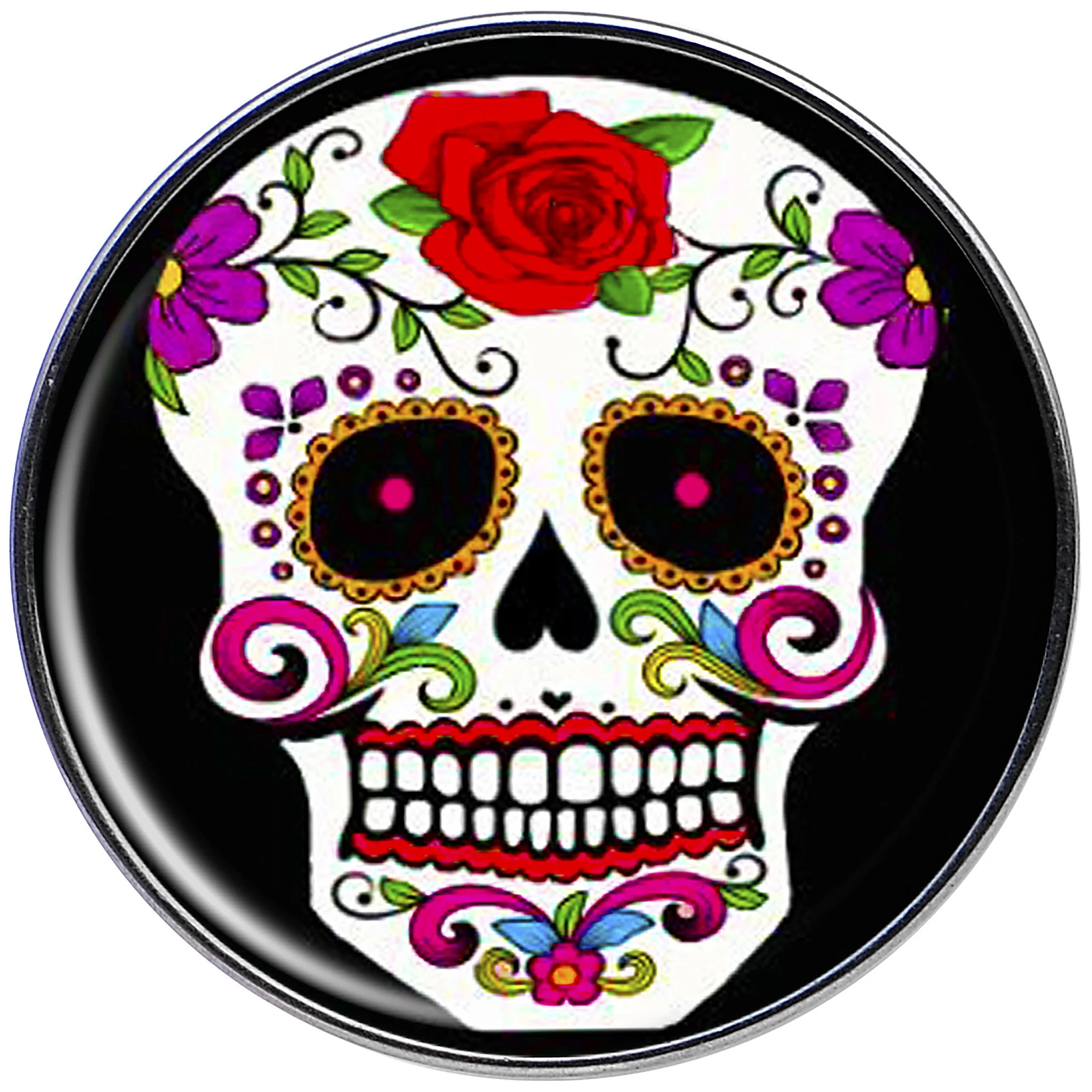 16G Flowering White Sugar Skull Tragus Cartilage Earring - Image 2