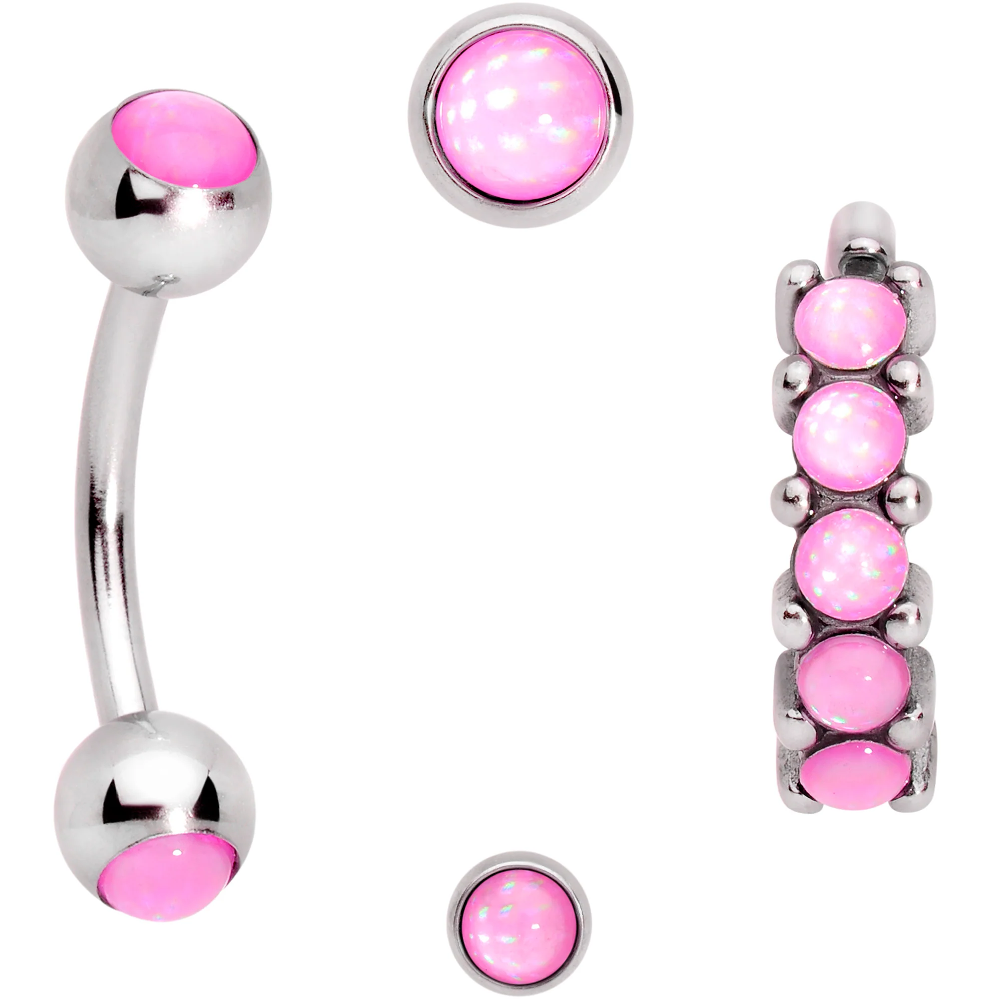 16G Pink Orb Septum Labret Cartilage Tragus Set of 4 - Image 2