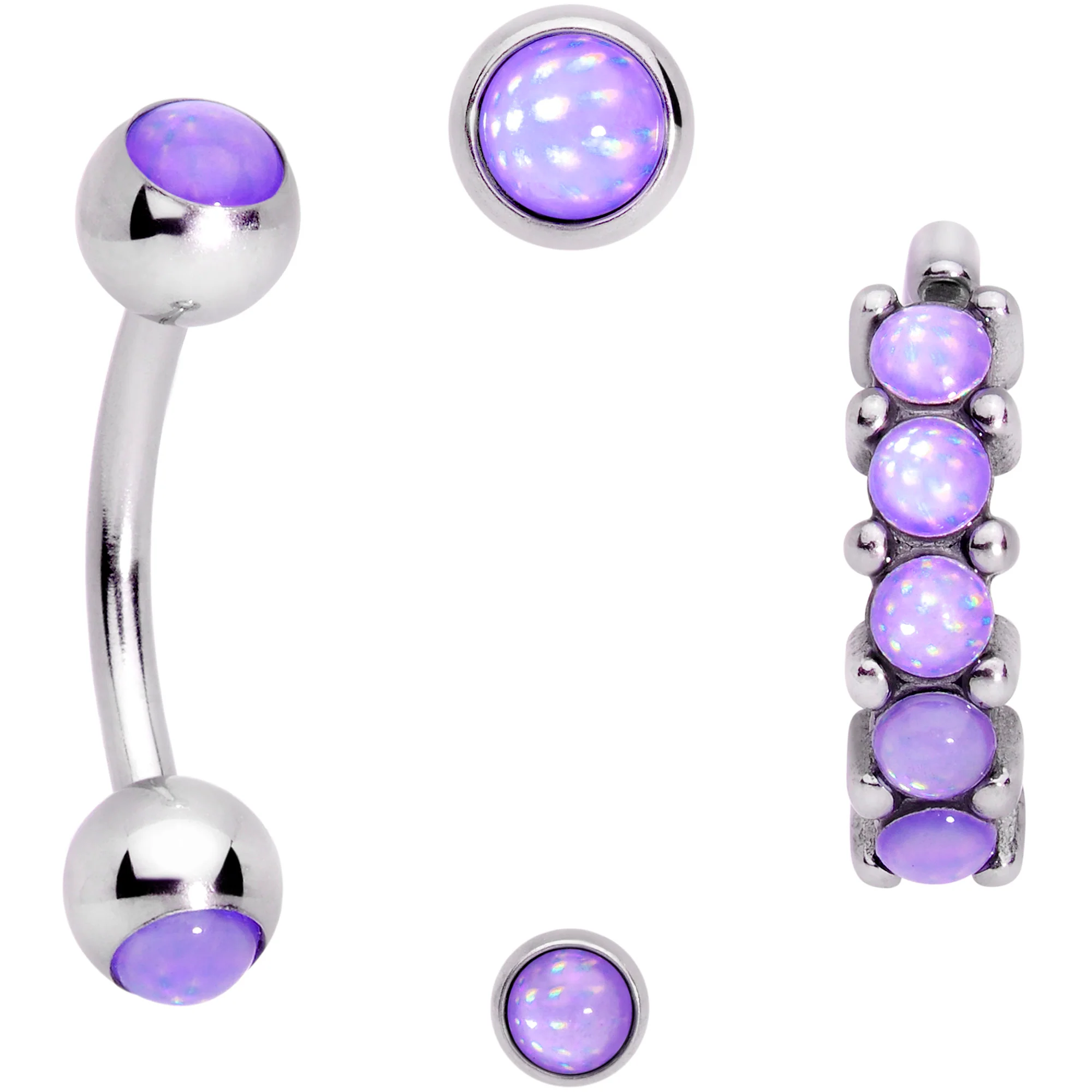 16G Purple Orb Septum Labret Cartilage Tragus Set of 4 - Image 2