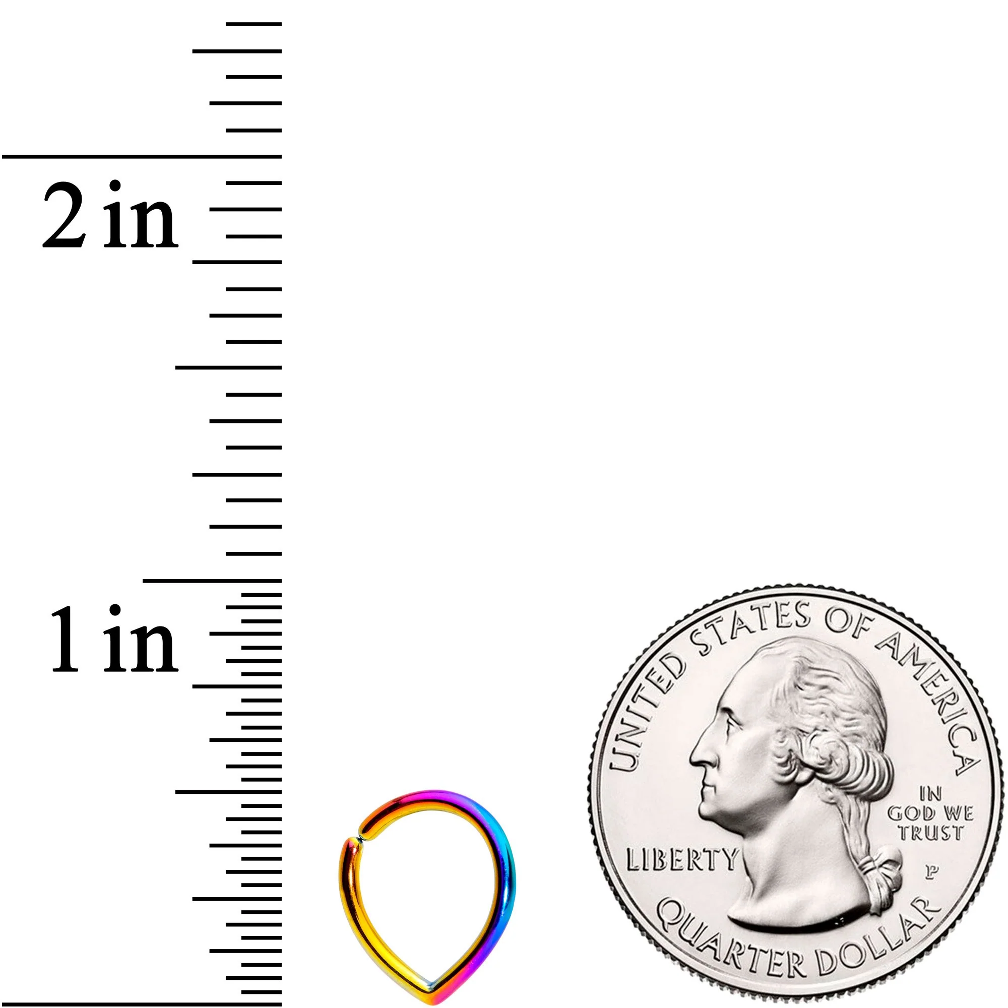 16G Rainbow Teardrop Closure Ring - Image 3
