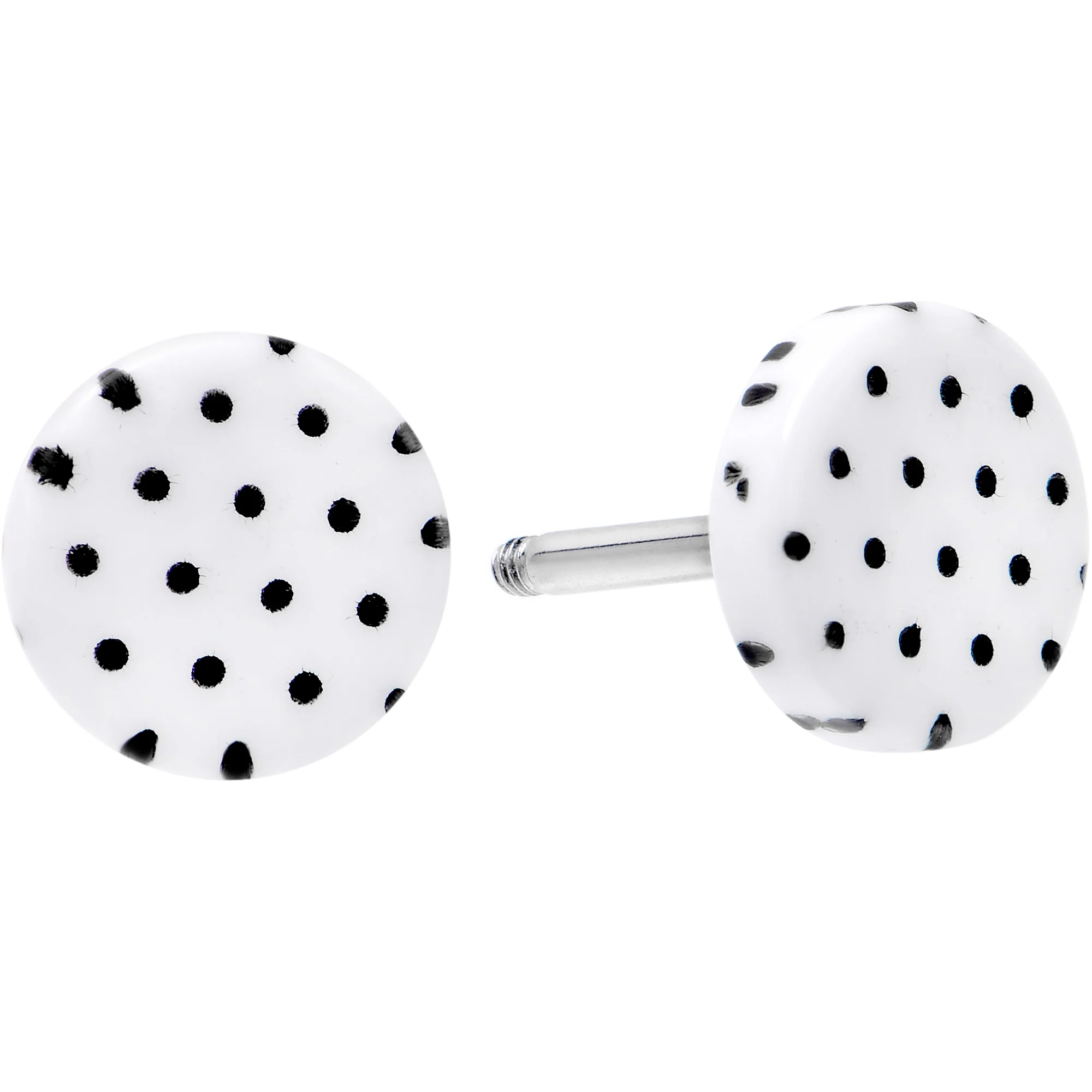 16G White Acrylic Polka Dots Black Cheater Plug Set - Image 4