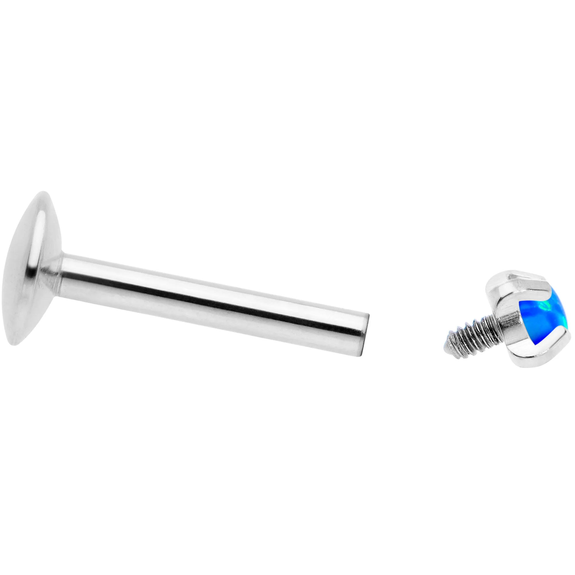 16G 5/16 2mm Blue Syn Opal G23 Titanium Internal Thread Labret - Image 4