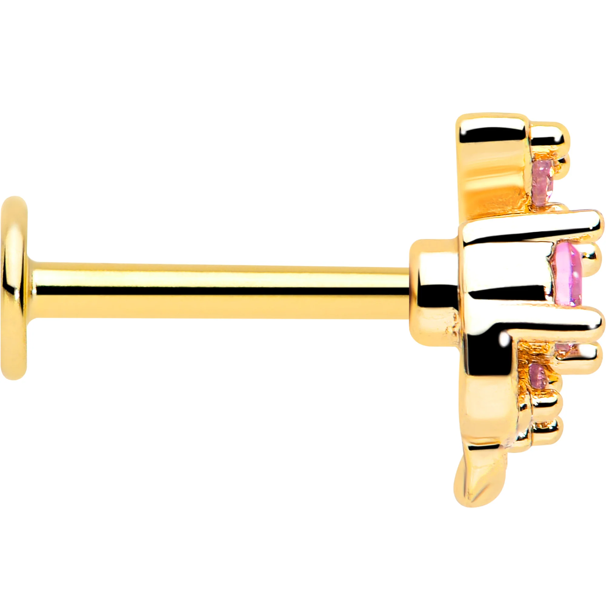 16G 5/16 Pink Gem Gold Tone Twining Vine Labret Monroe Tragus - Image 4