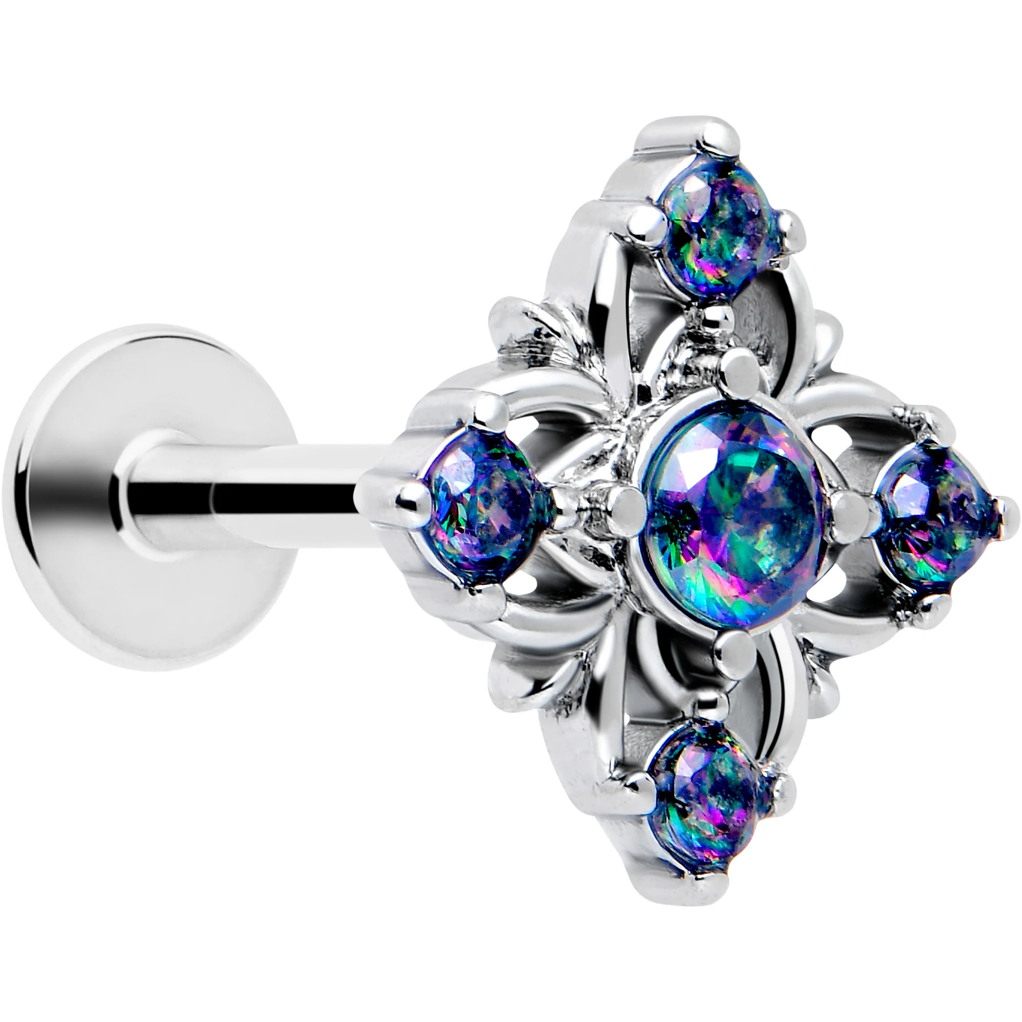 16G 5/16 Vitrail CZ Gem Beauty Cross Labret Monroe Tragus