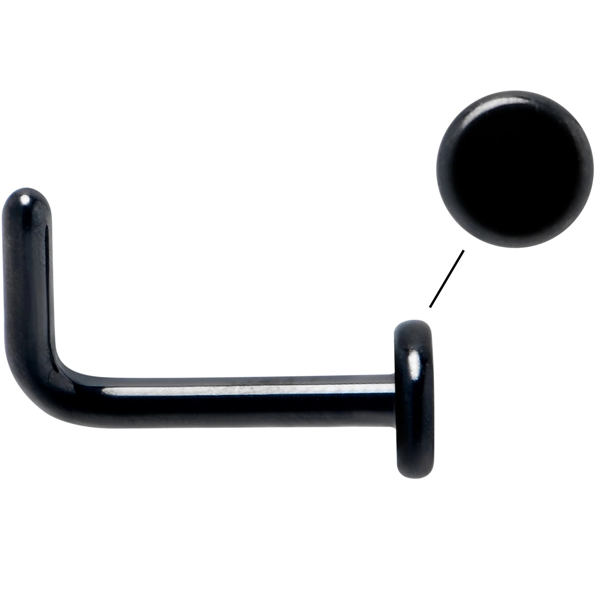18G 1/4 Black ASTM F-136 Implant Grade Titanium 3mm Disc End L Shape Nose Ring - Image 3