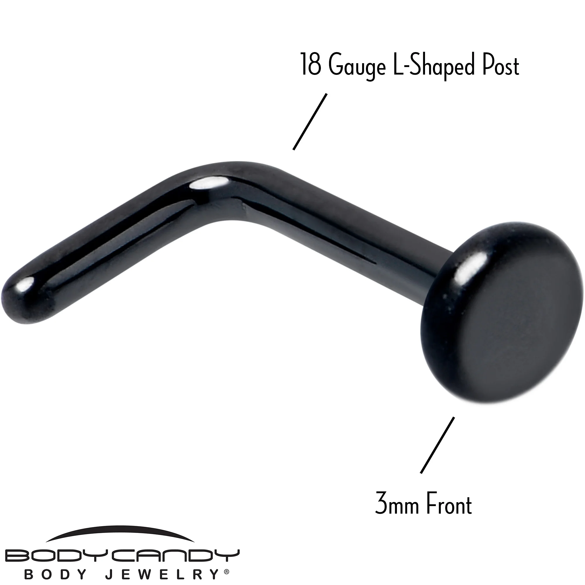 18G 1/4 Black ASTM F-136 Implant Grade Titanium 3mm Disc End L Shape Nose Ring - Image 4