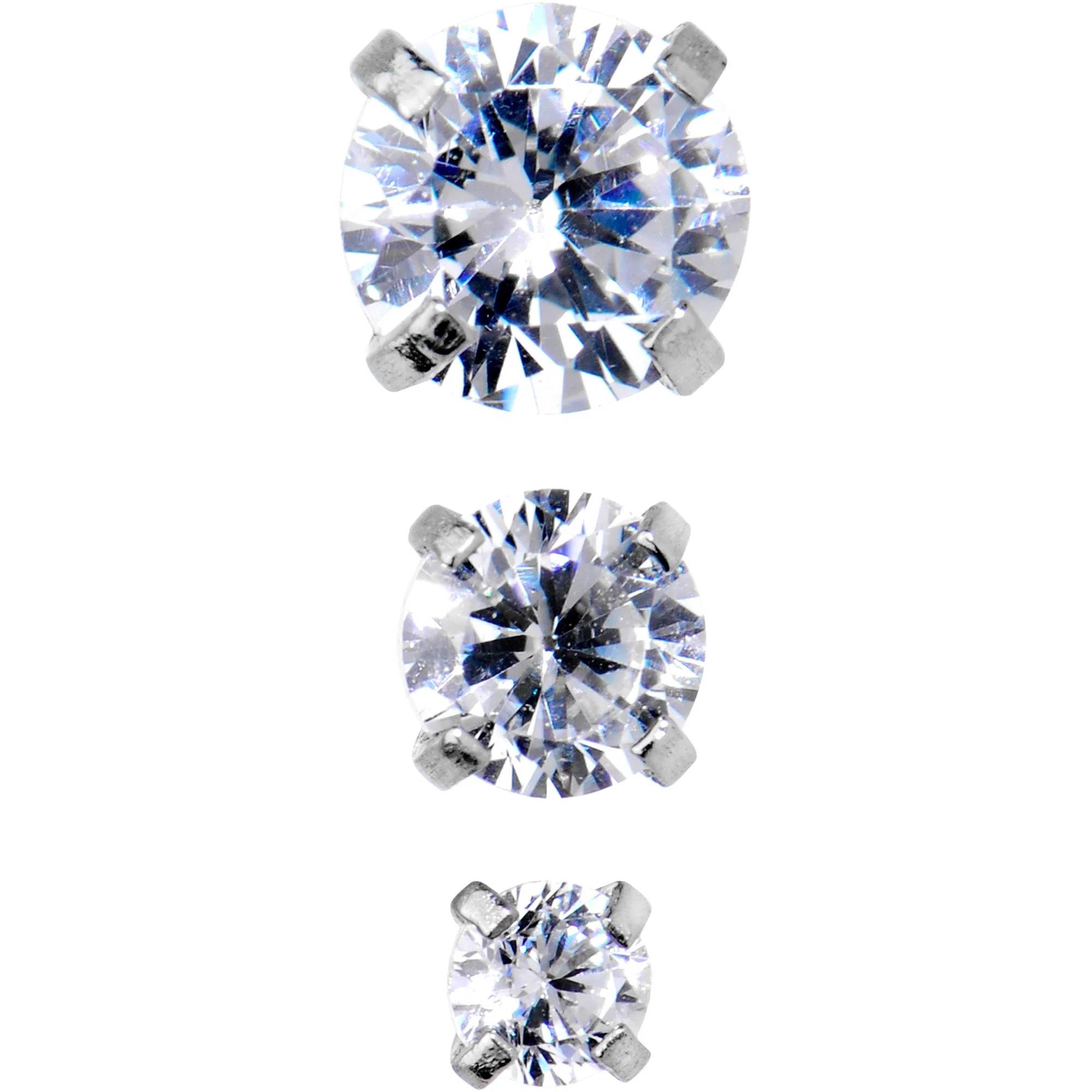 18G 5/16 Clear CZ Gem Tragus Cartilage Earring 3 Pack Set - Image 2