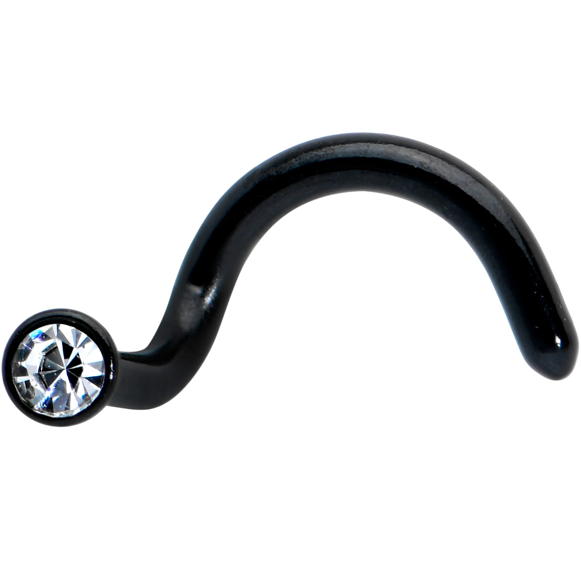 18G 1/4 Clear Gem Black 2mm End Left Nose Screw - Image 2