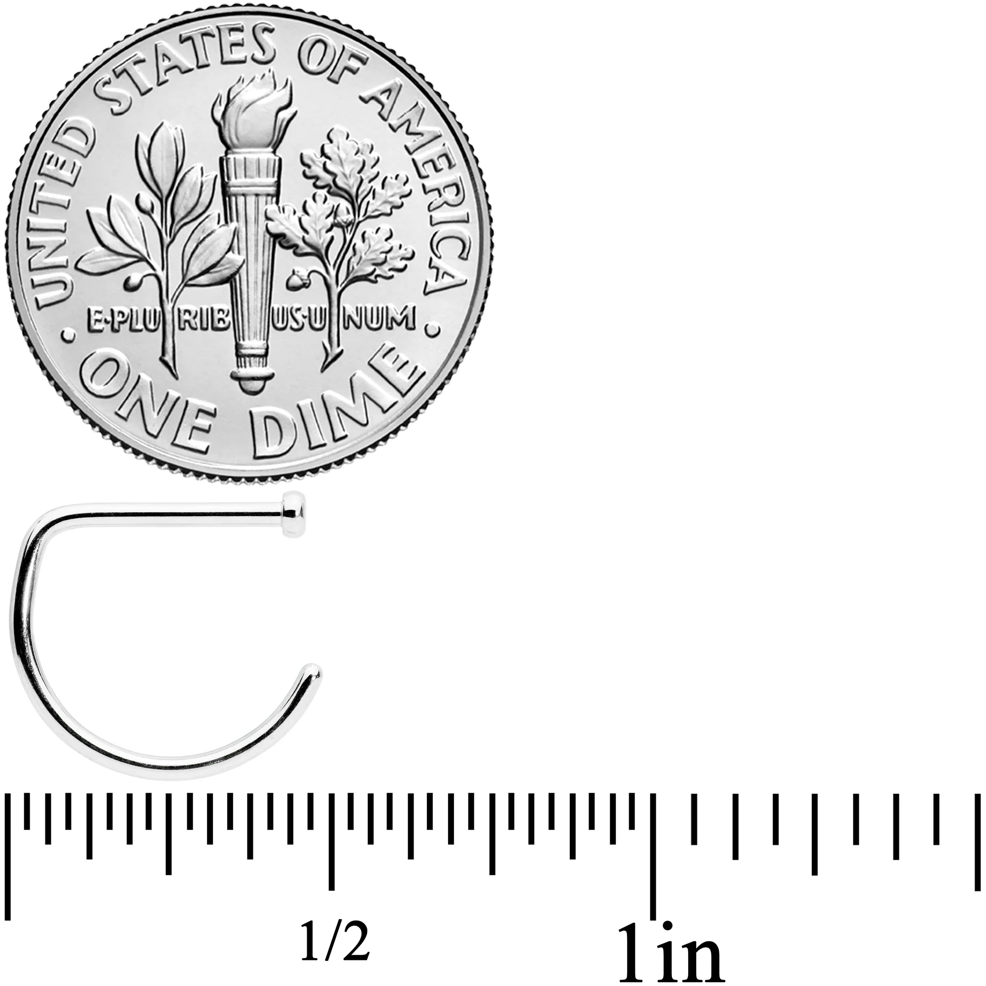 18G 3/8 G23 Implant Grade Titanium D Shape Nose Hoop - Image 4