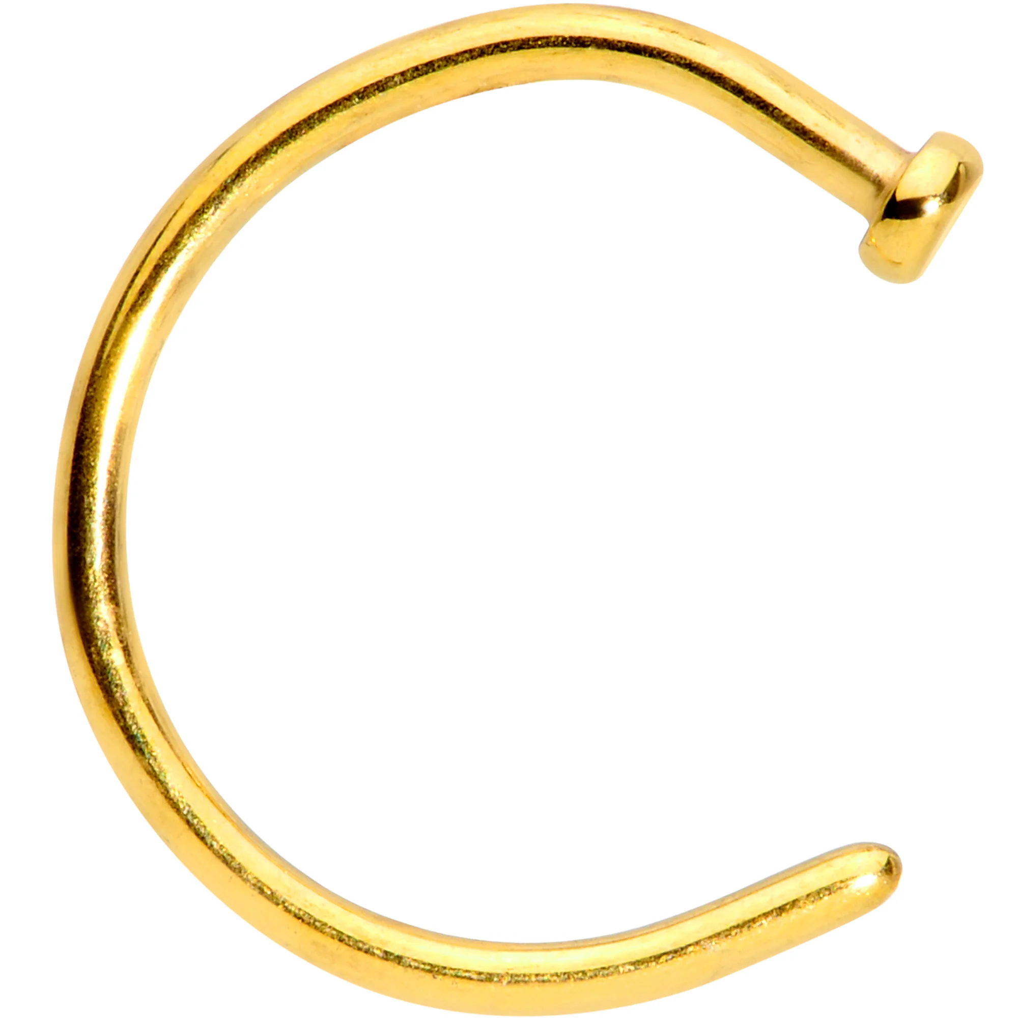 18G 3/8 Gold Tone PVD Implant Grade Titanium Disc Nose Hoop - Image 2