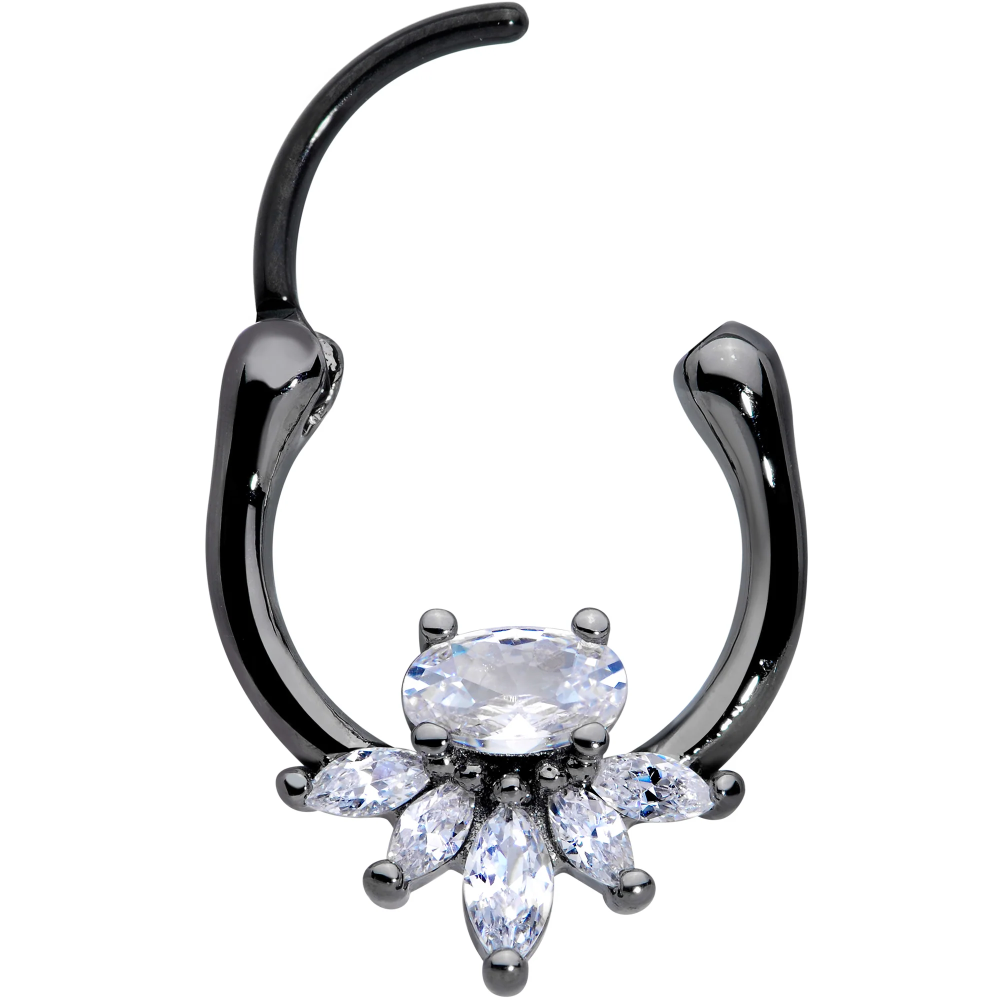 18G 3/8 Clear Gem Black Anodized Spray Cartilage Clicker - Image 4