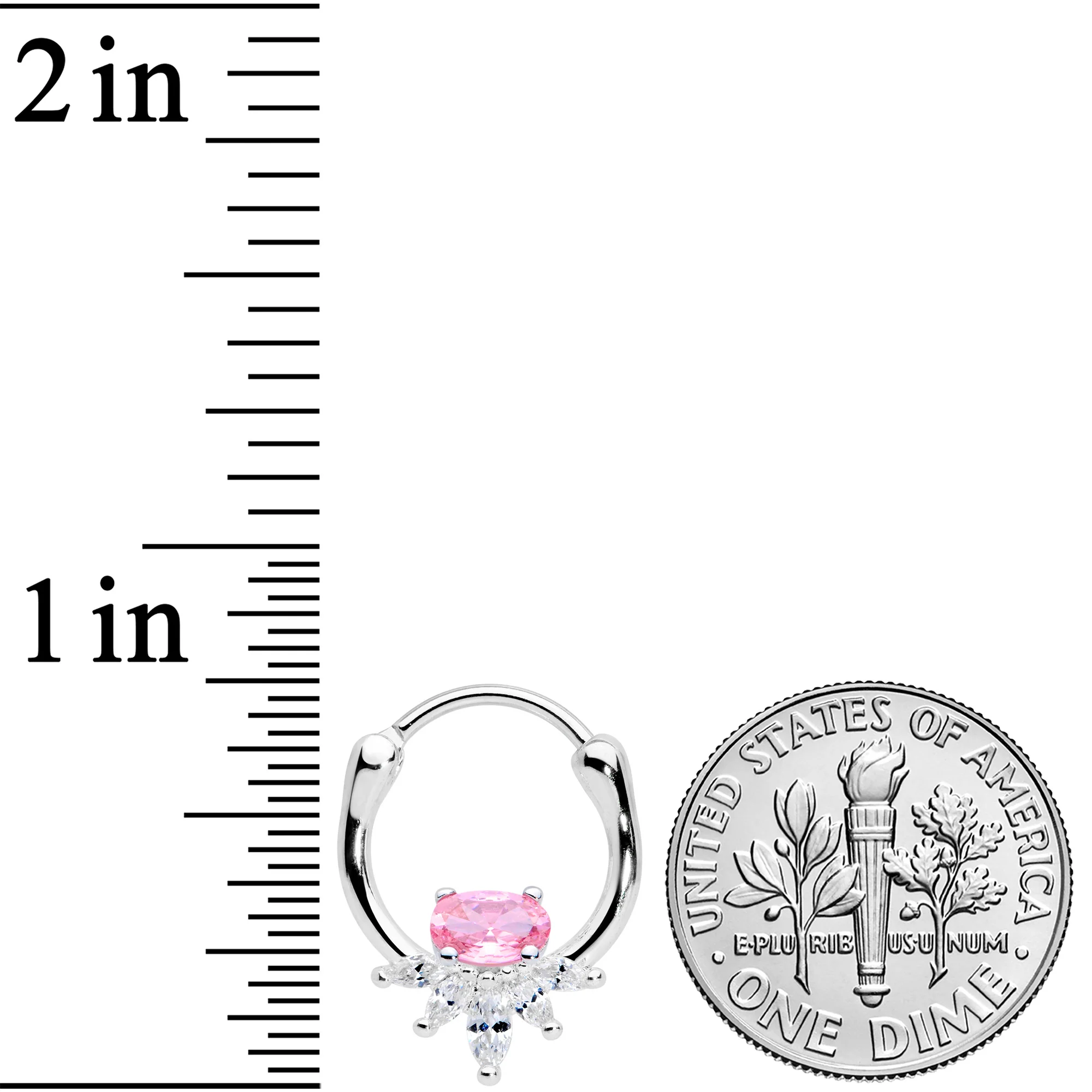 18G 3/8 Pink Clear Gem Spray Cartilage Clicker - Image 5