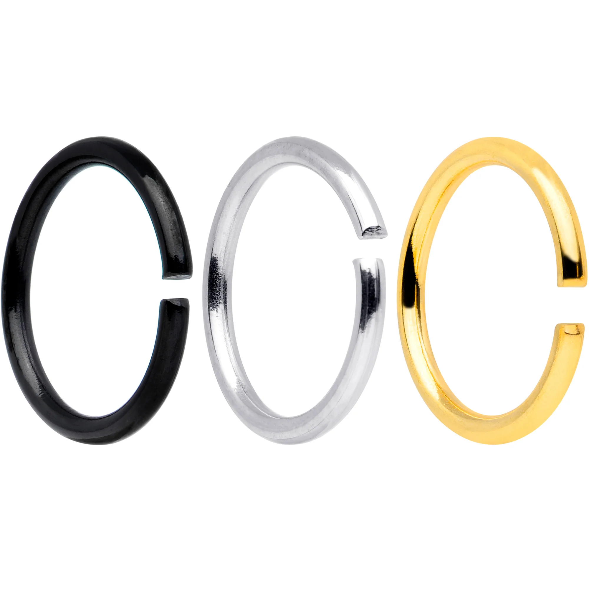 18G 5/16 Black Gold Tone Anodized Seamless Circular Ring Set of 12 - Image 2