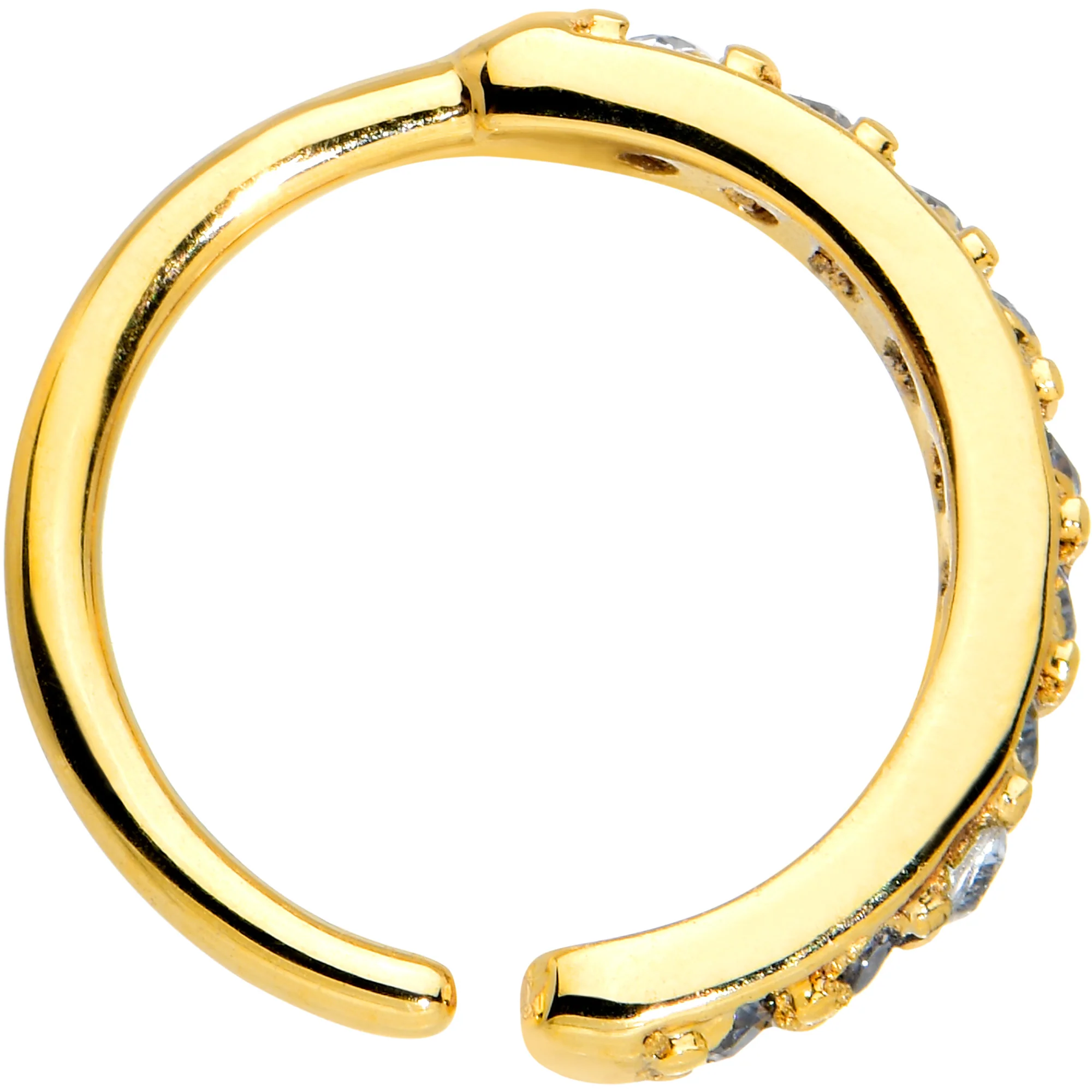 18G 5/16 Clear CZ Gem Gold Tone Forward Facing Closure Ring - Image 2