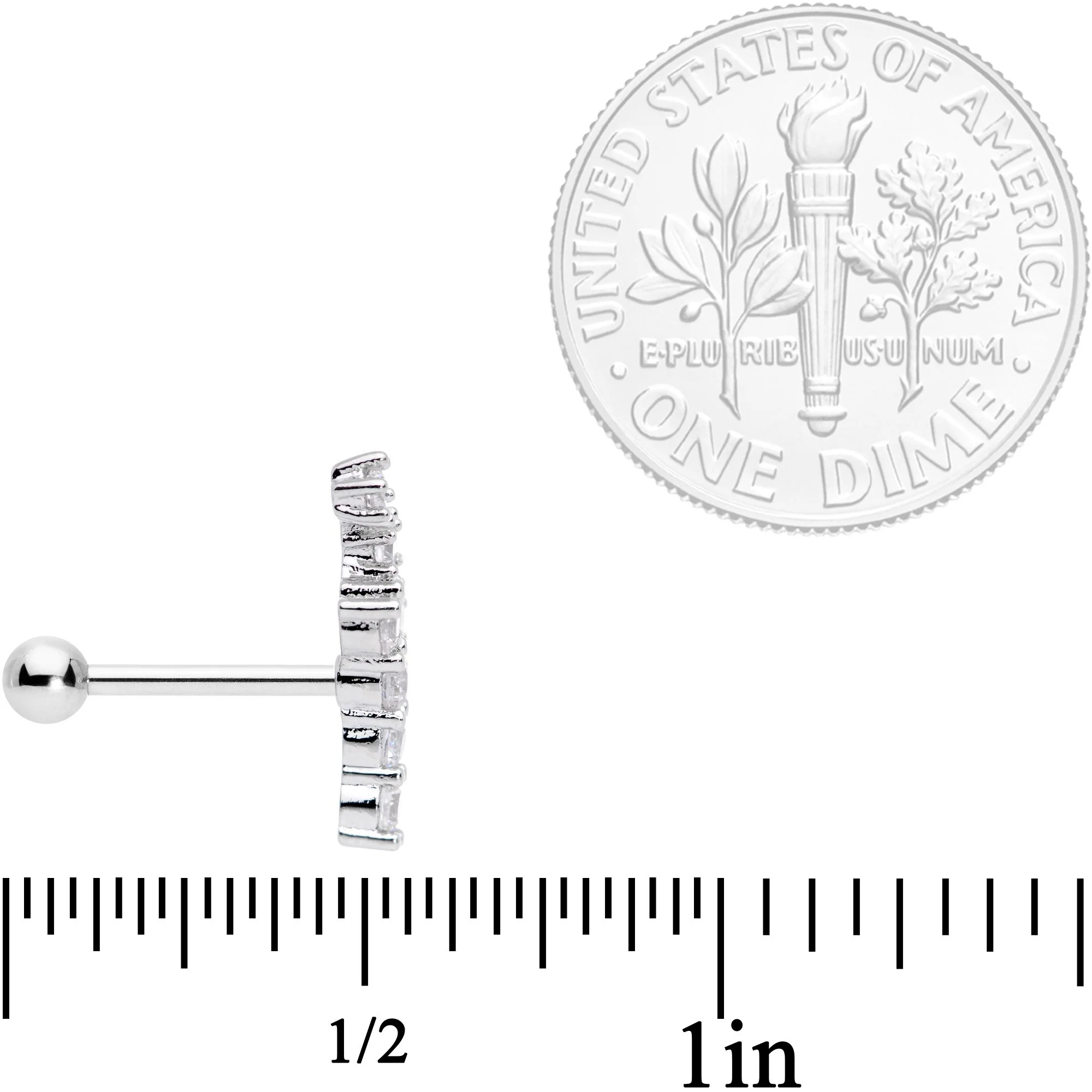 18G 5/16 Clear CZ Gem Spray of Stars Cartilage Tragus Earring - Image 4