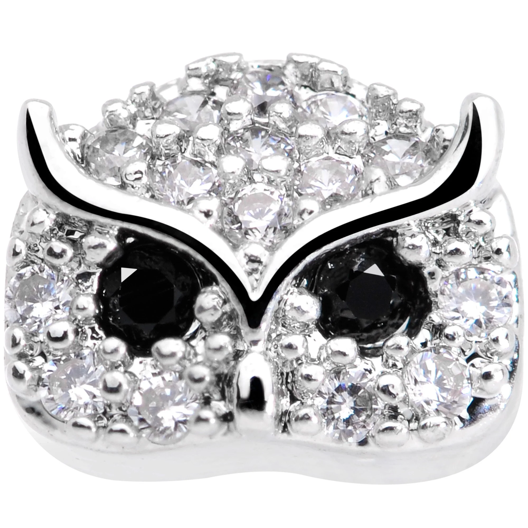 18G 5/16 Clear CZ Gem Wise Owl Cartilage Tragus Earring - Image 2