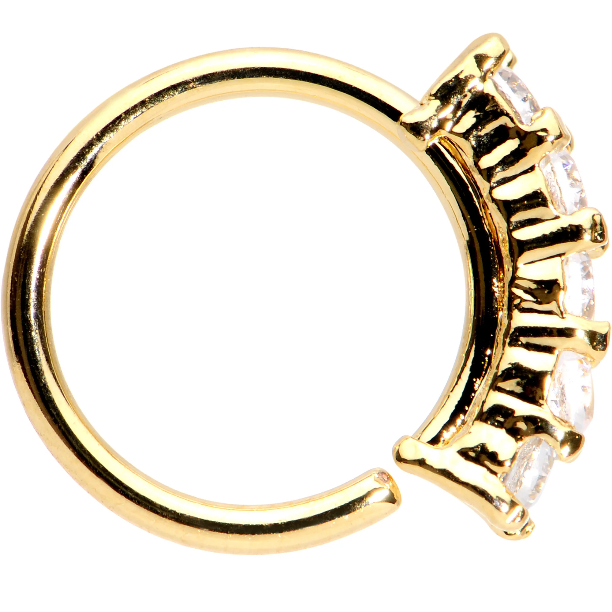 18G 5/16 Clear CZ Gold IP Quintet Seamless Circular Ring - Image 3