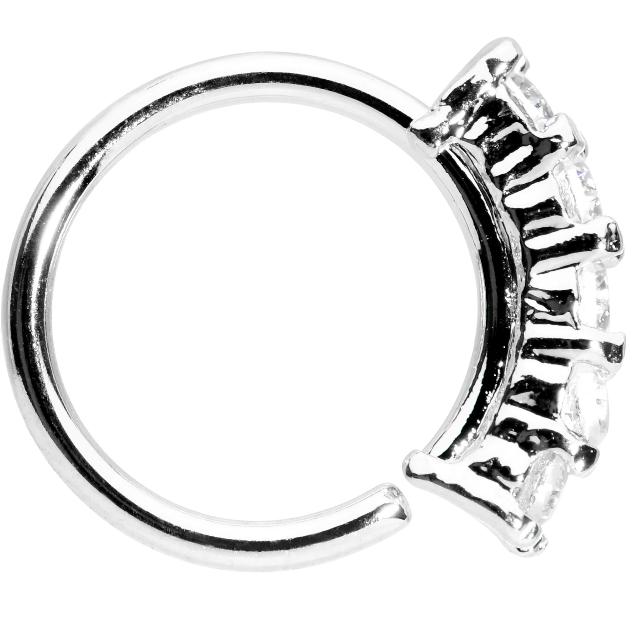 18G 5/16 Clear CZ Quintet Seamless Circular Ring - Image 3
