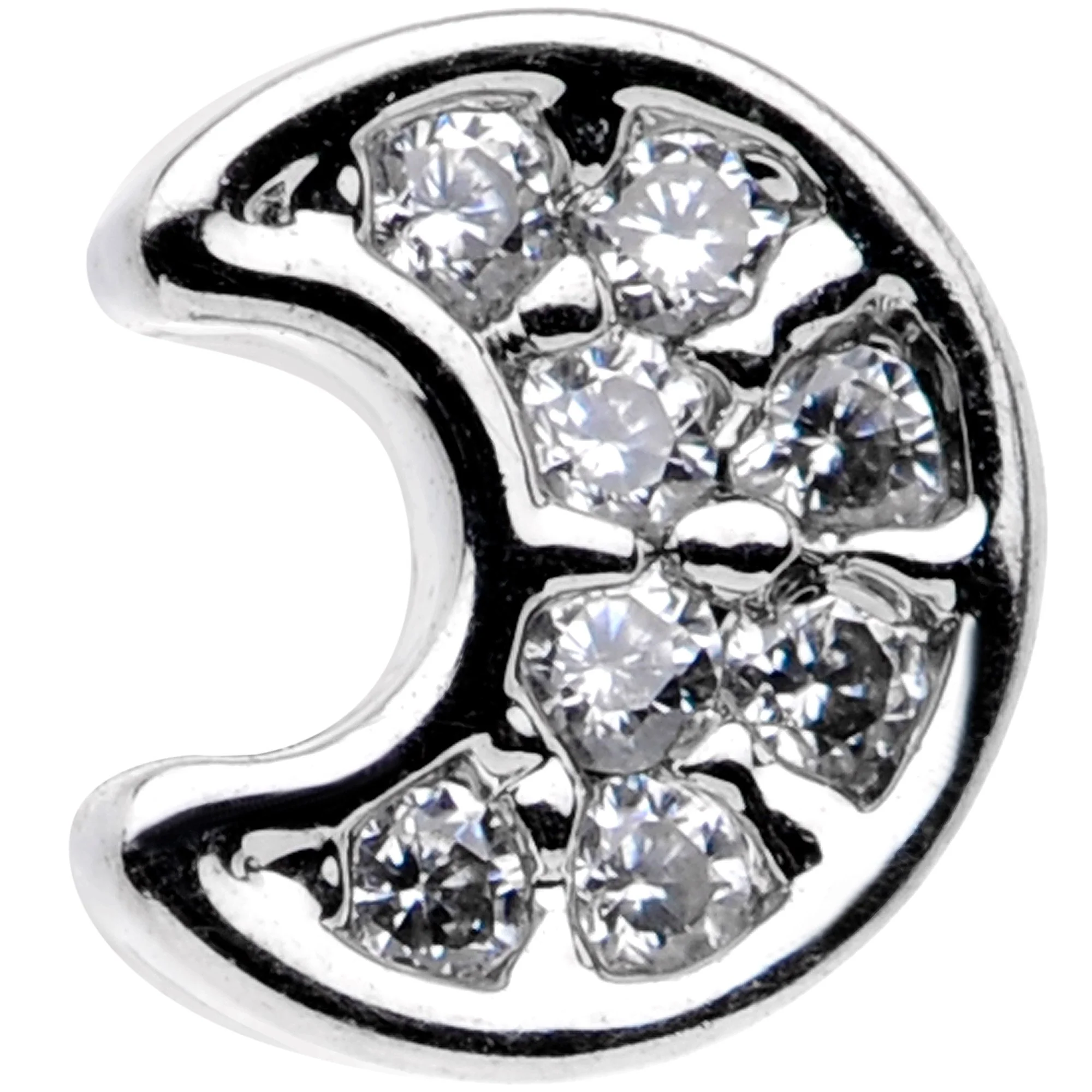 18G 5/16 Clear Gem Crescent Moon Tragus Cartilage Earring - Image 2