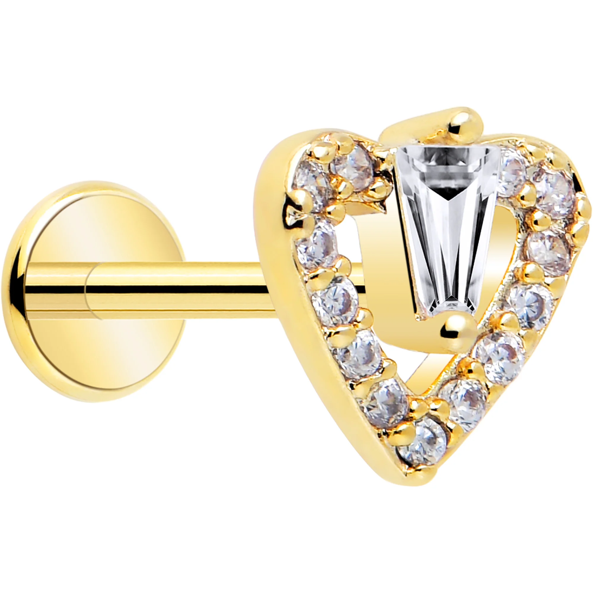 18G 5/16 CZ Gem Heart Threadless Push In Labret Monroe Tragus - Image 9