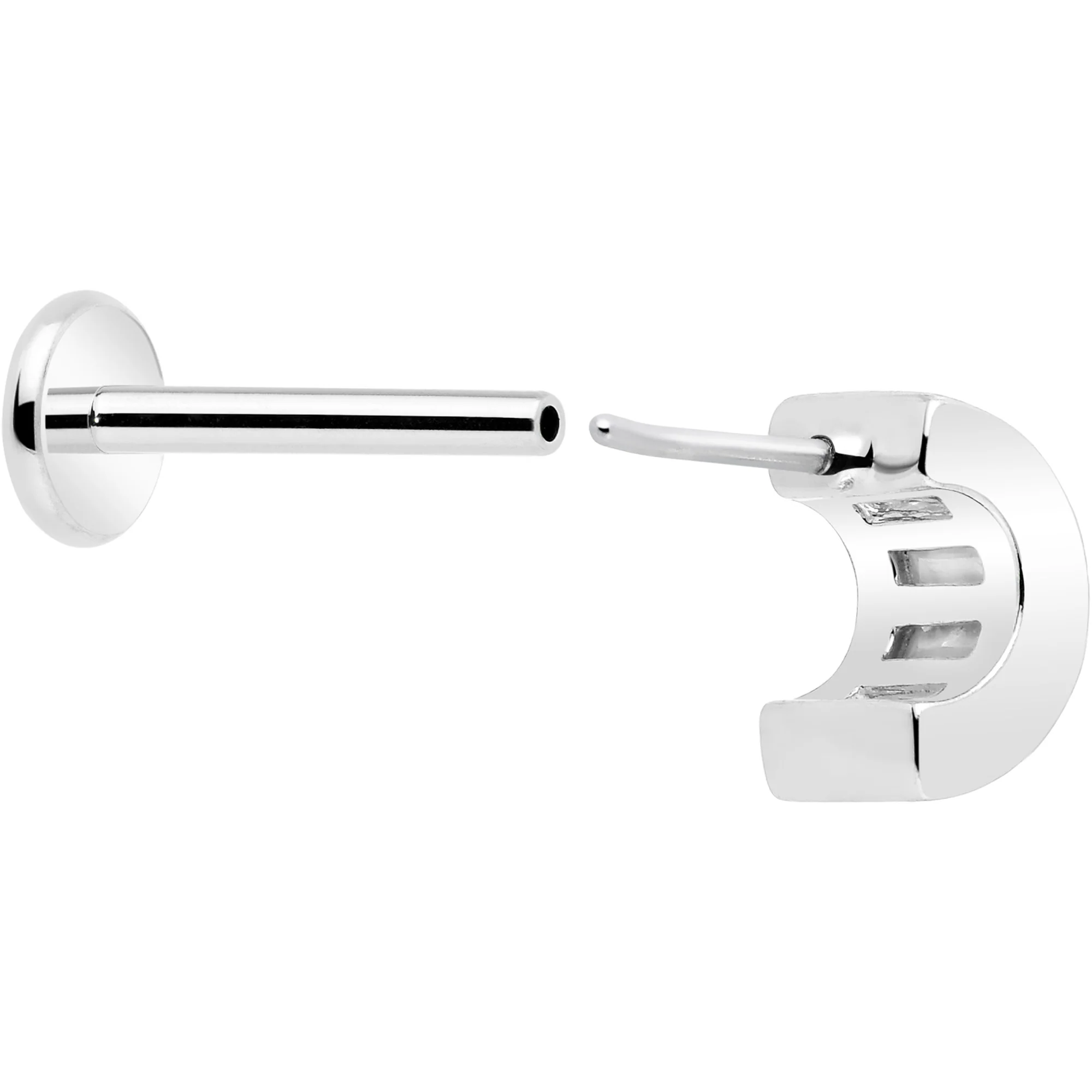18G 5/16 CZ Gem Horseshoe Threadless Push In Labret Monroe Tragus - Image 7