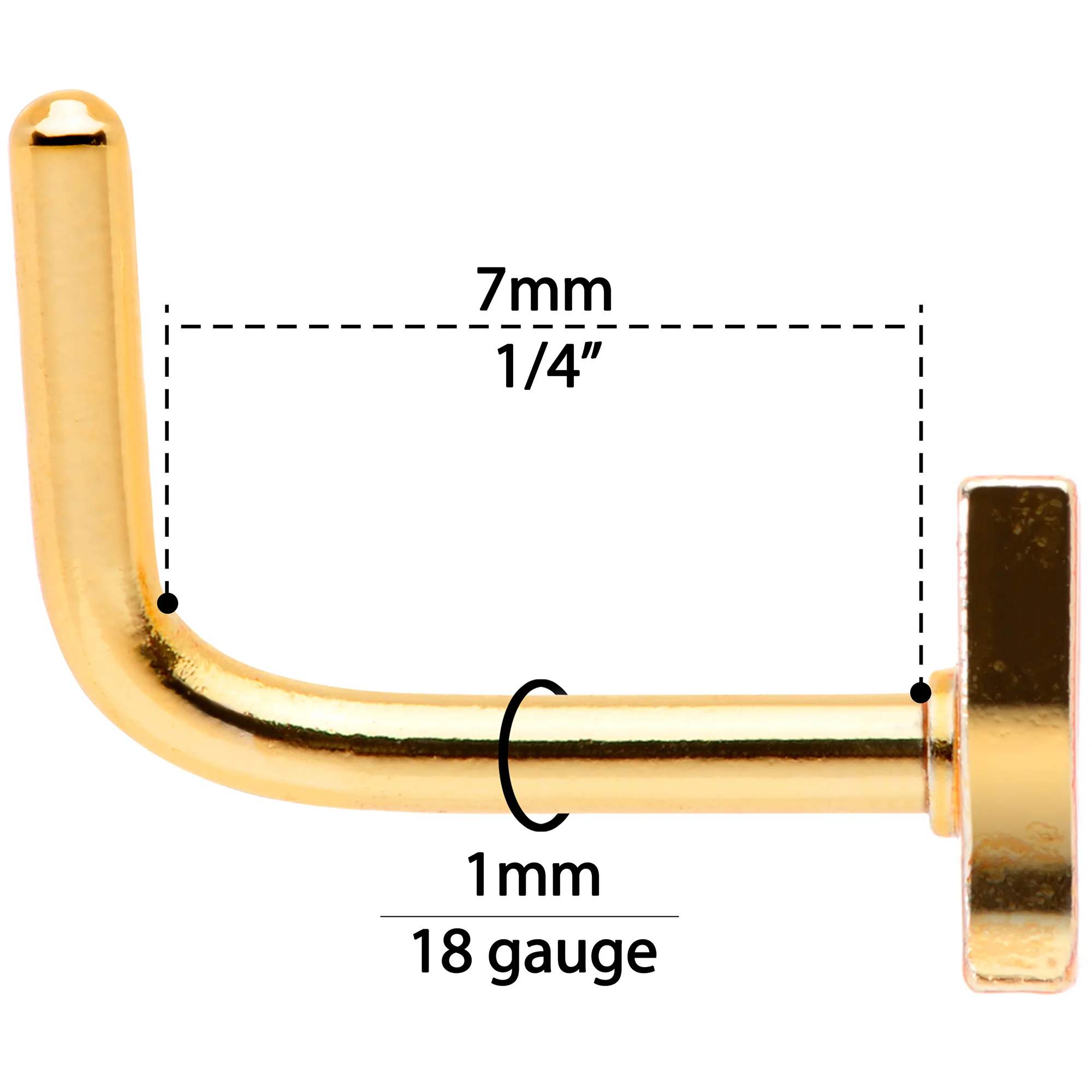18G 5/16 Gold Tone Glass of Champagne L Shaped Nose Ring - Image 6