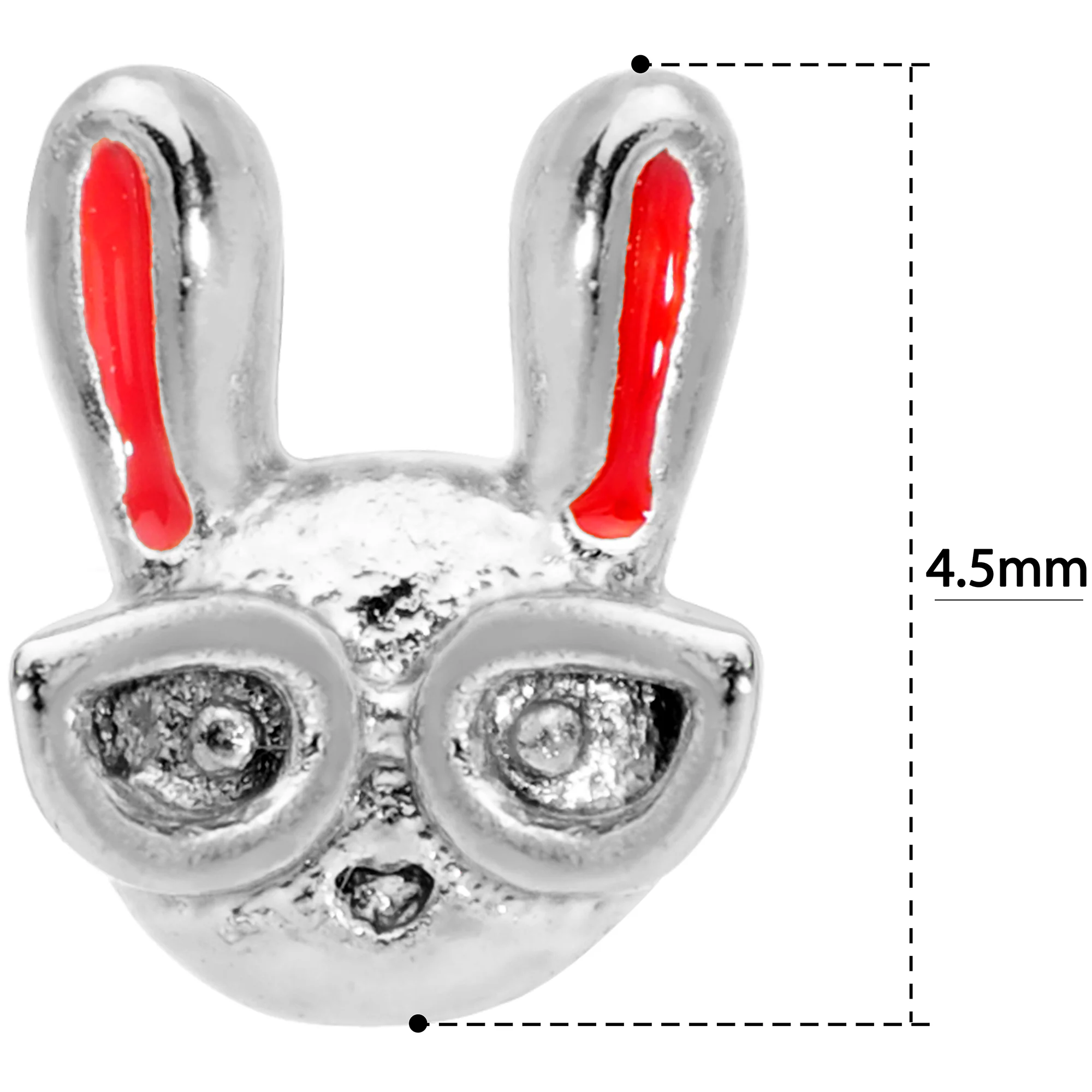 18G 5/16 Pink Ears Nerdy Easter Bunny L Shaped Nose Ring - Image 5