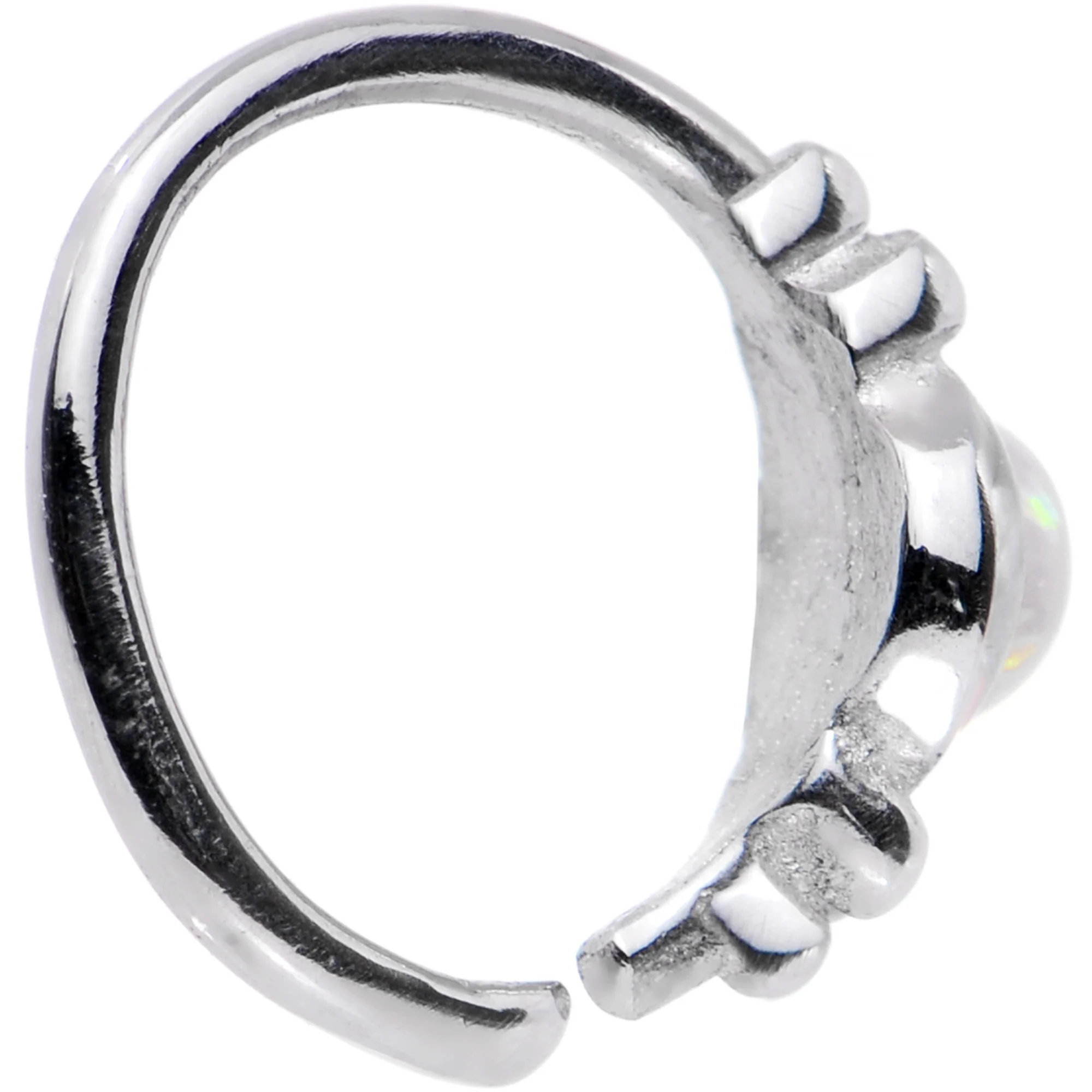 18G 5/16 White Synthetic Opal Seamless Circular Ring - Image 3