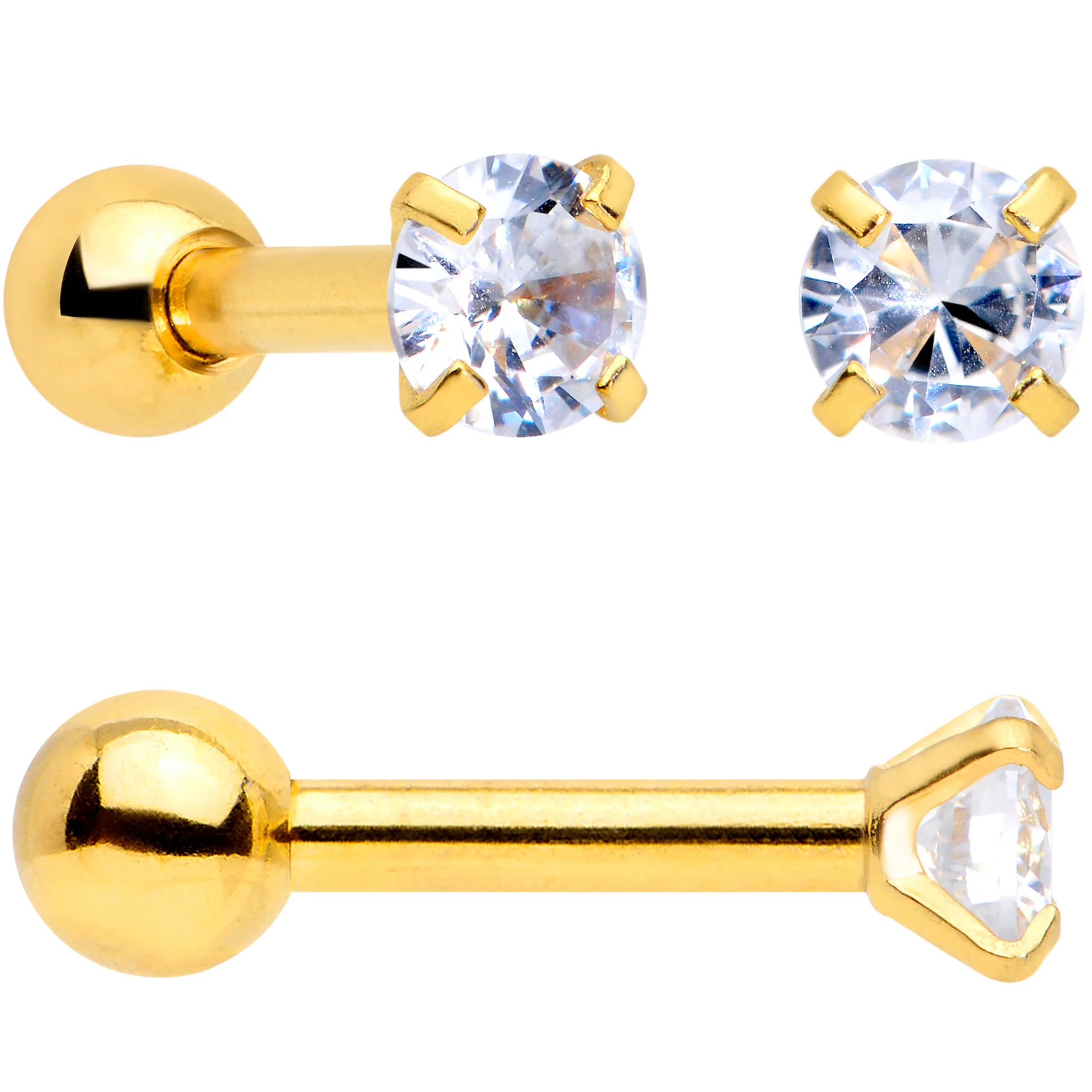 18G Clear CZ Gem Gold Tone Heart Cartilage Tragus Set of 8 - Image 7