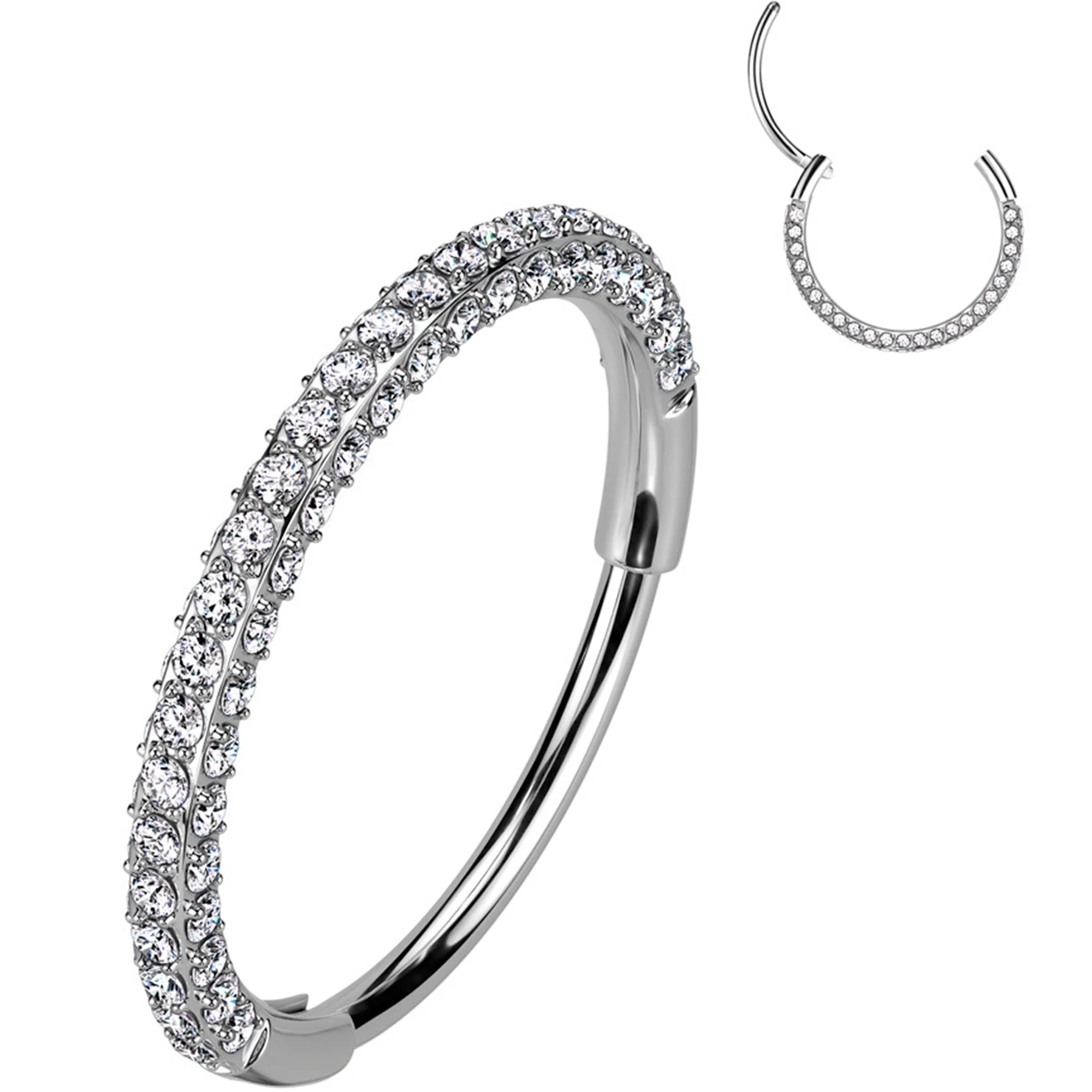 20G Implant Grade Titanium Triple Sided Micro Gem Hinged Nose Hoop - Image 13