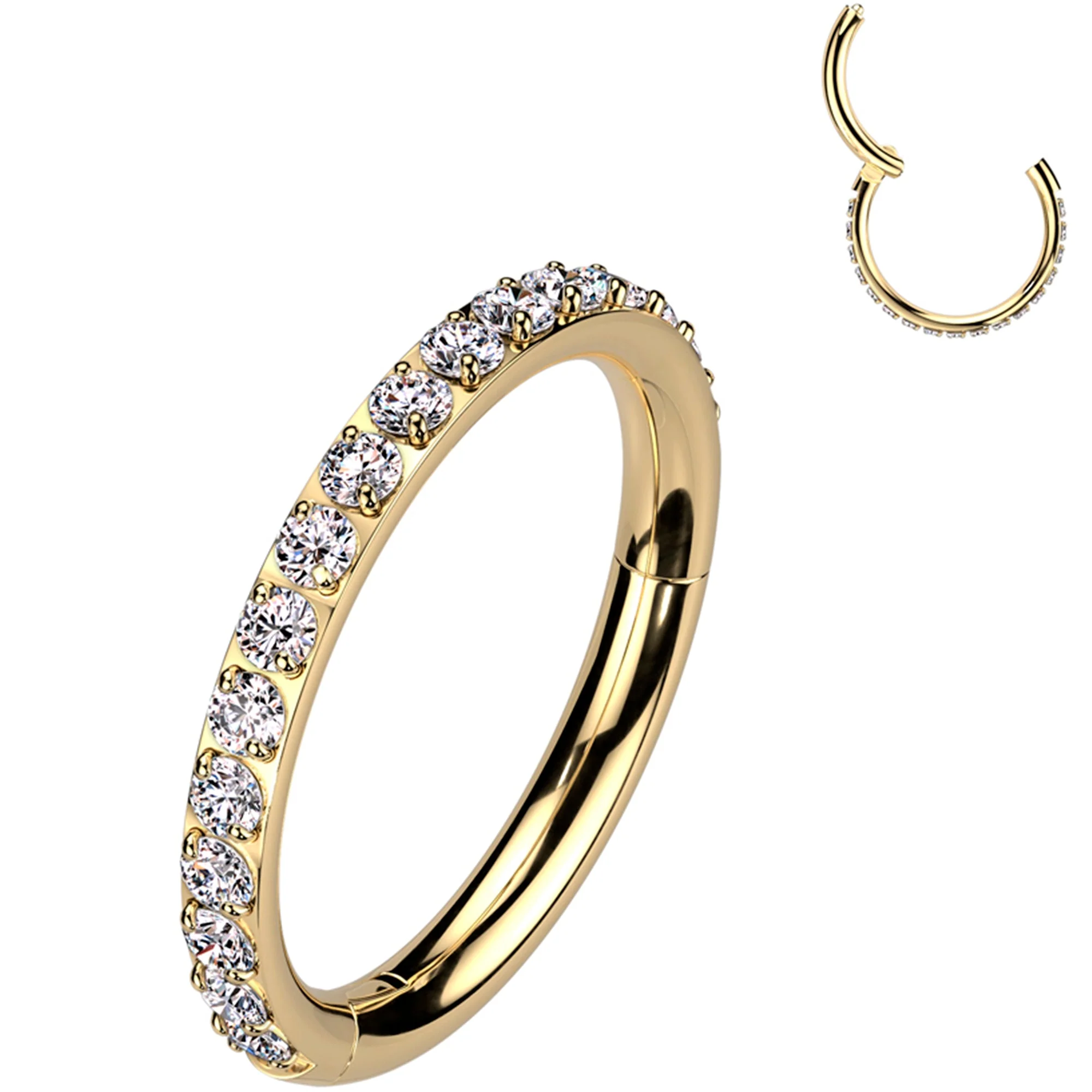 18G Micro Gem Titanium Hinged Nose Hoop - Image 4
