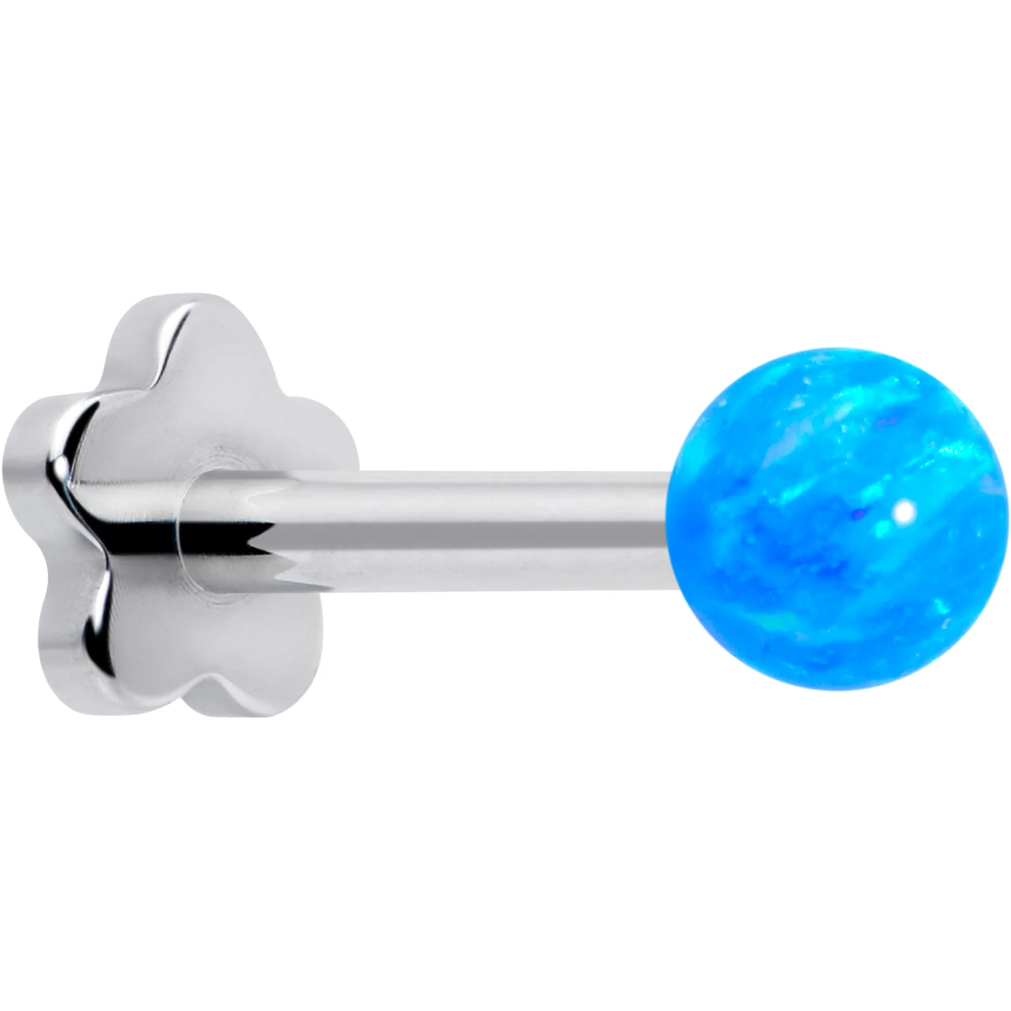 Titanium Reversible Flower Flat Back Stud 18G Synthetic Opal Ball - Image 7