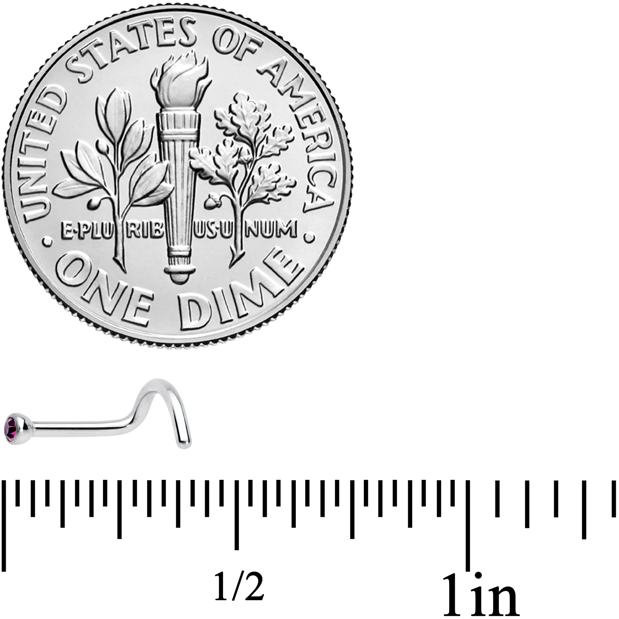 18G Purple 2mm Grade 23 Titanium Press Fit Left Nose Ring Screw - Image 3