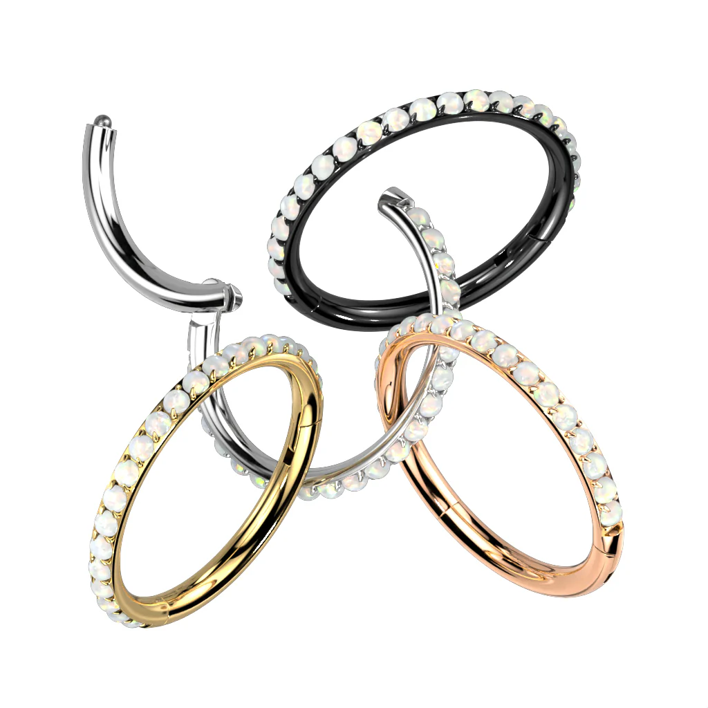 18G 20G Implant Grade Titanium Micro Opal Hinged Nose Hoop